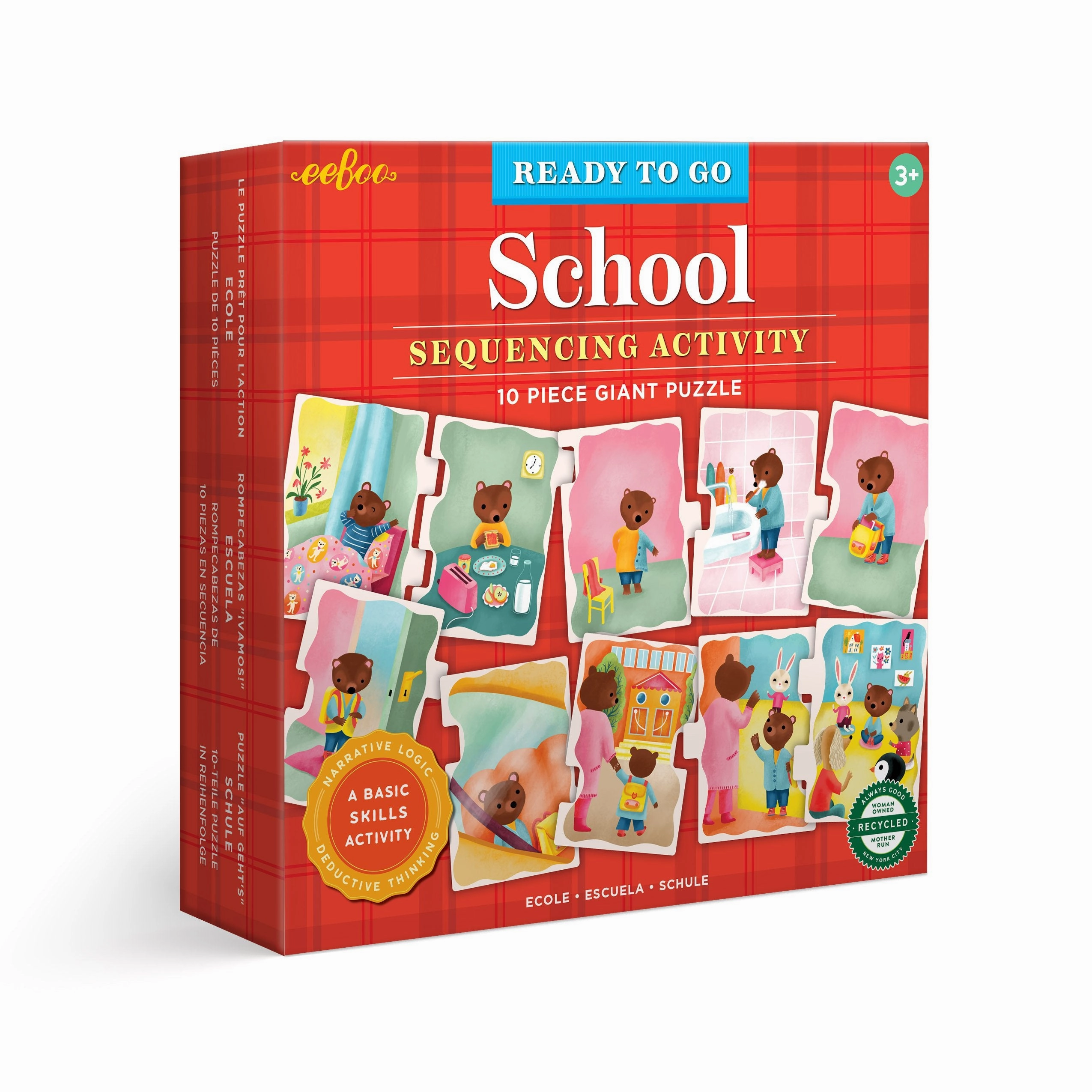 eeBoo Ready To Go Puzzle - School