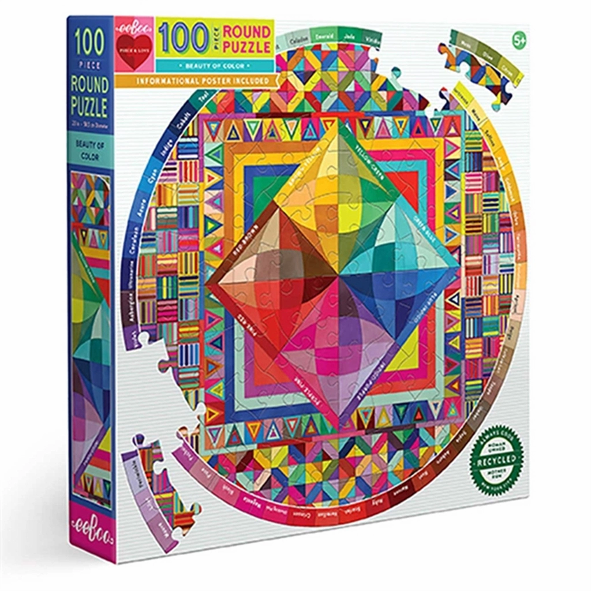 Eeboo Round Puzzle 100 Pieces - Beauty Of Colour