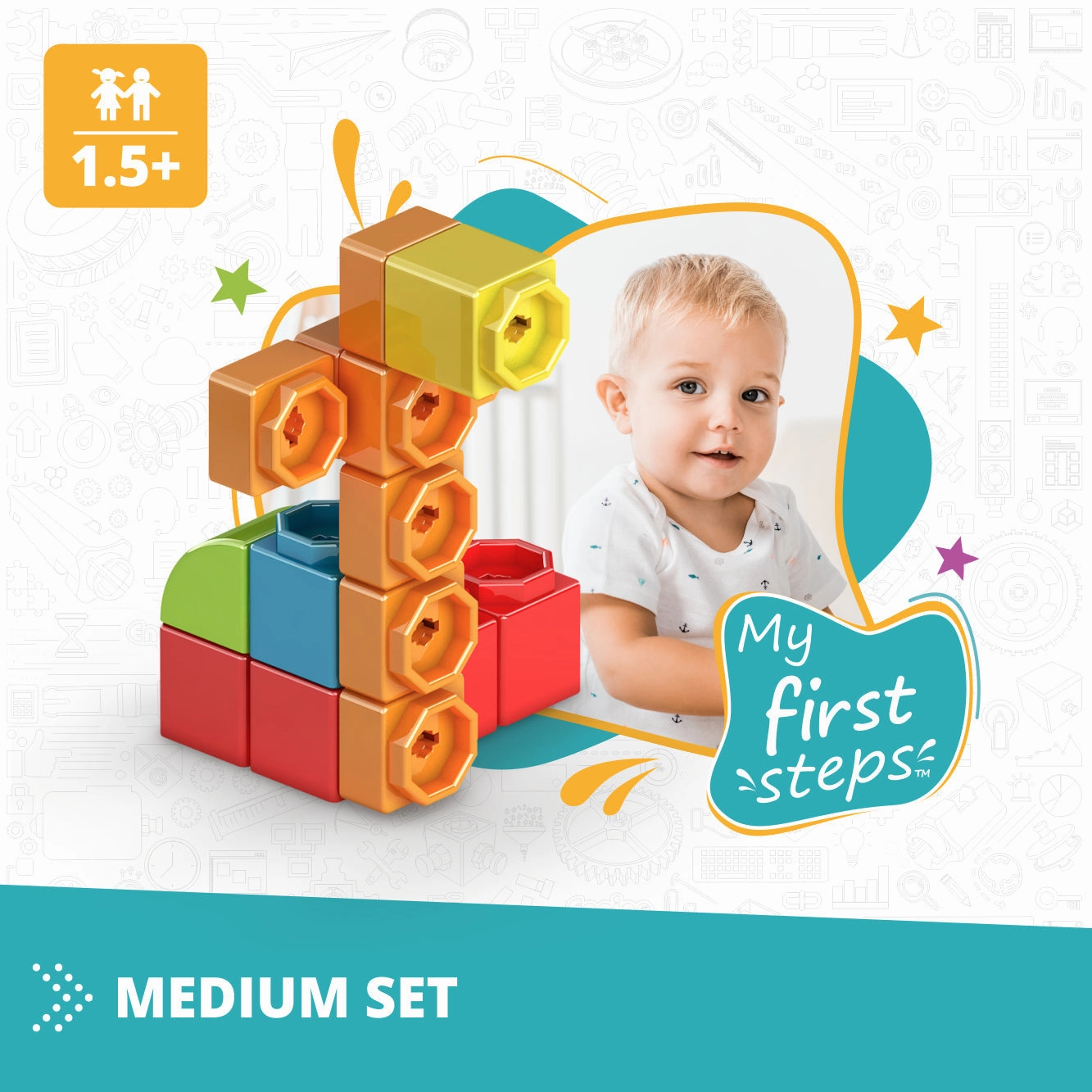 Engino Baby Qboidz - My First Steps - Medium Tub