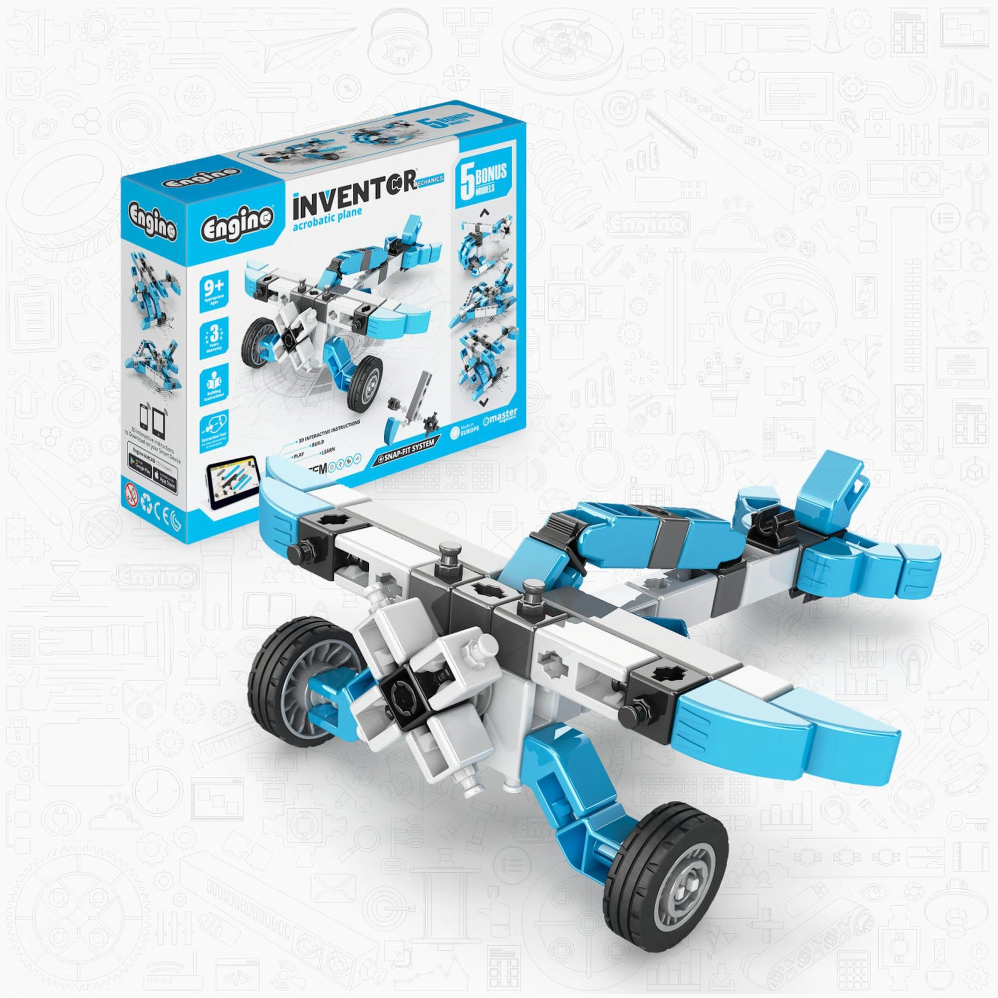 Engino Inventor Mechanics Acrobatic Plane With 5 Bonus Models