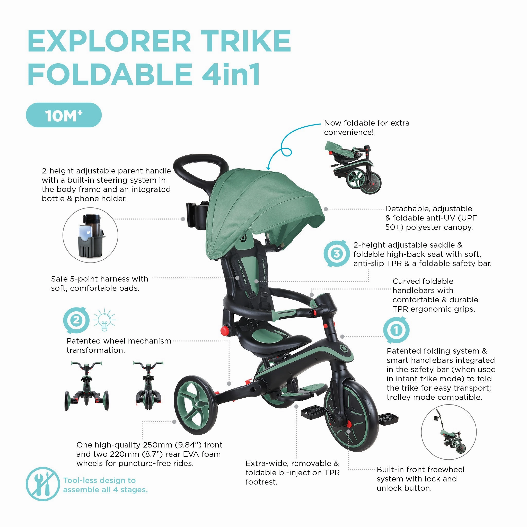 Globber Explorer Trike  41  - Taupe (10M - 5Y)