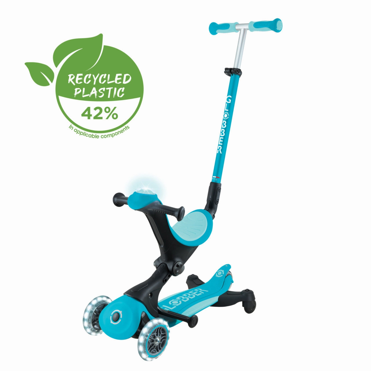 Globber Go Up Deluxe Lights 360  - Aqua (15M - 9Y )