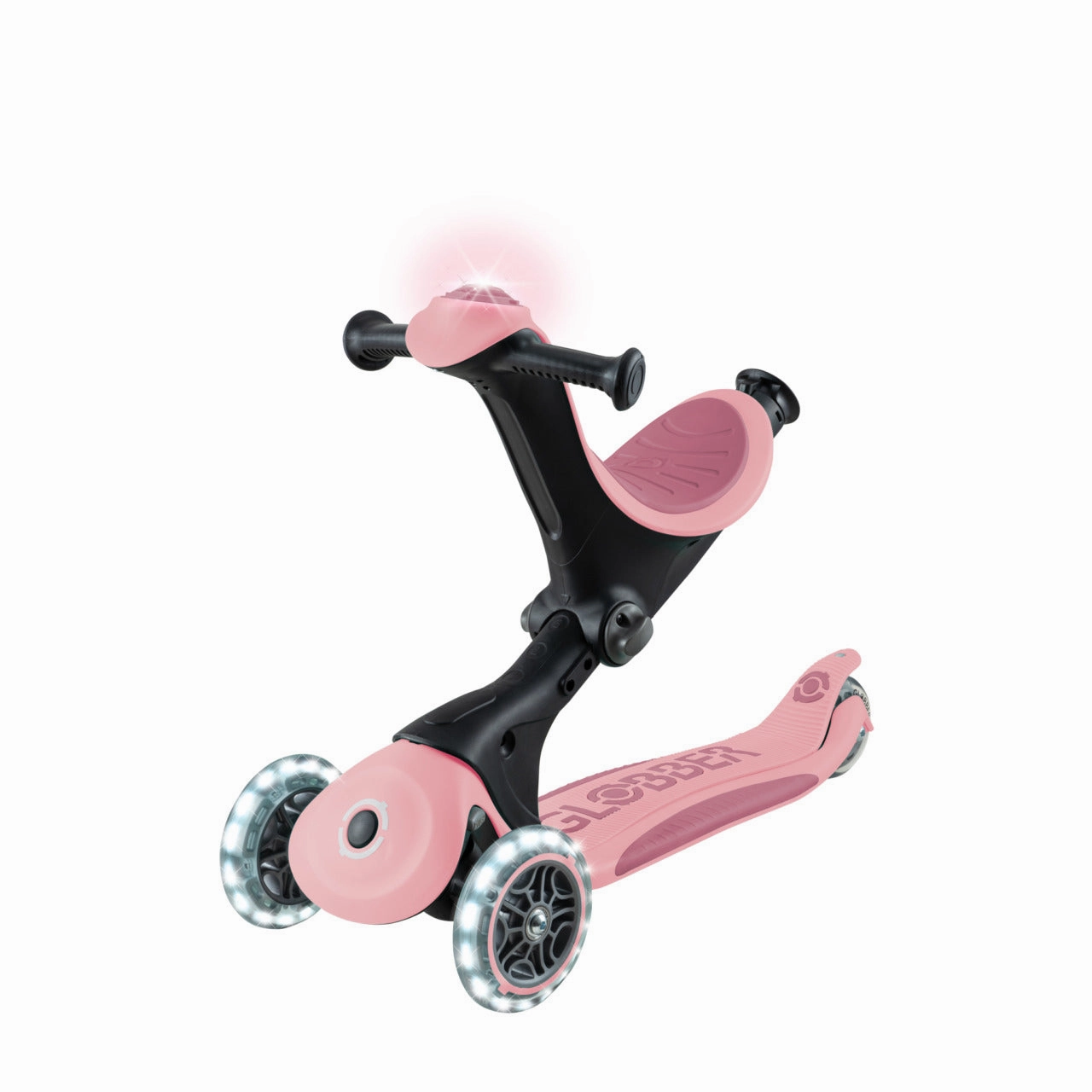 Globber Go Up Deluxe Lights 360  - Pastel Pink / Deep Pastel Pink (15M - 9Y )