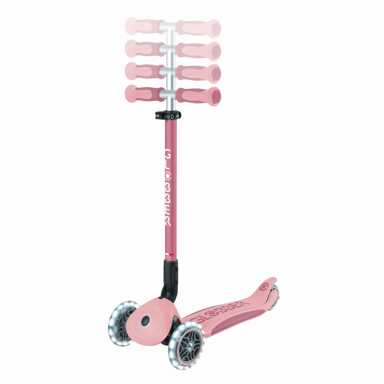 Globber Go Up Deluxe Lights 360  - Pastel Pink / Deep Pastel Pink (15M - 9Y )