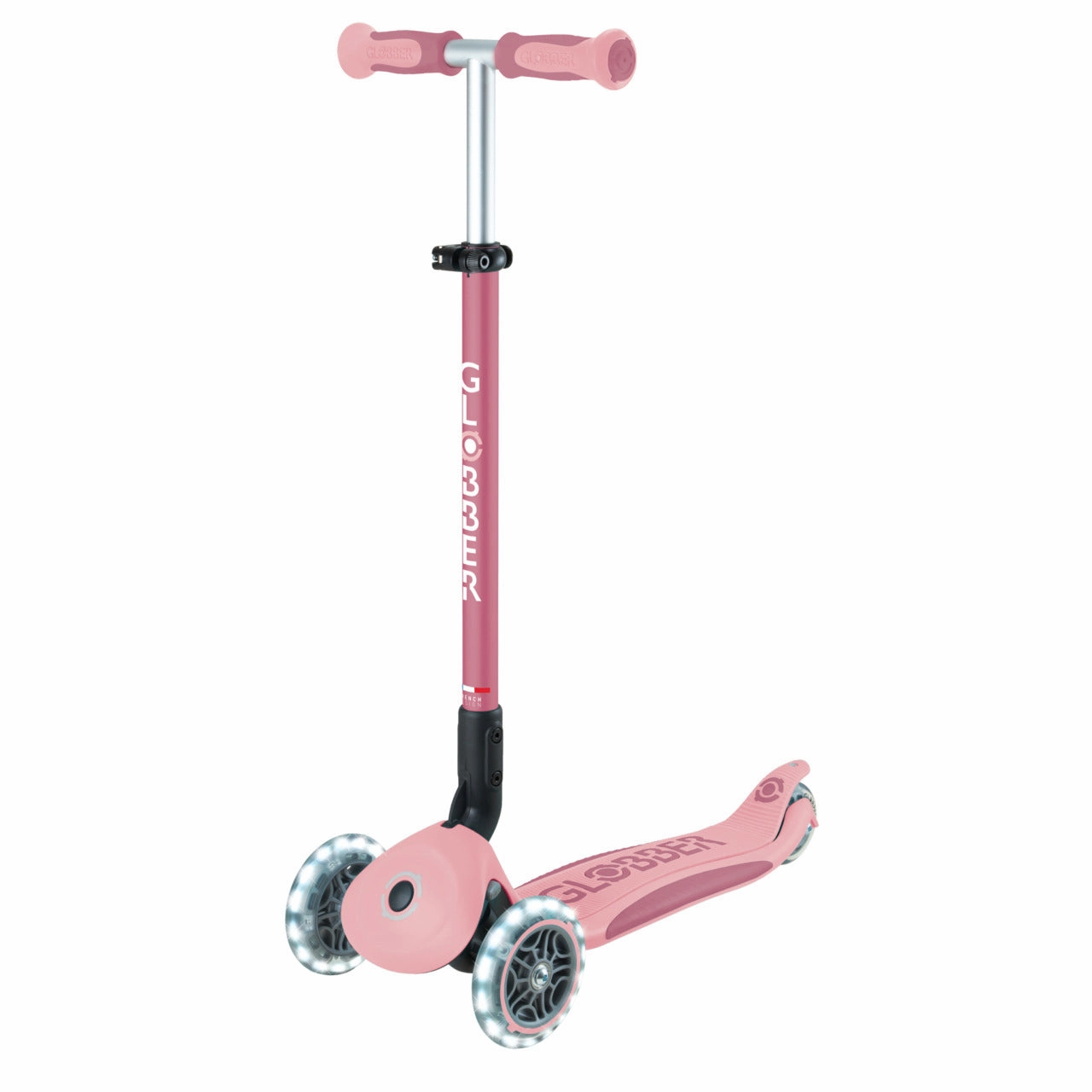 Globber Go Up Deluxe Lights 360  - Pastel Pink / Deep Pastel Pink (15M - 9Y )