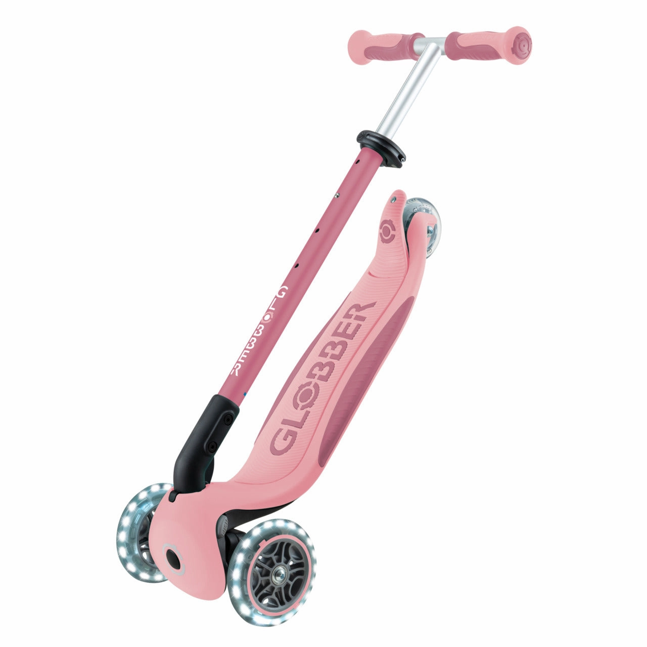 Globber Go Up Deluxe Lights 360  - Pastel Pink / Deep Pastel Pink (15M - 9Y )