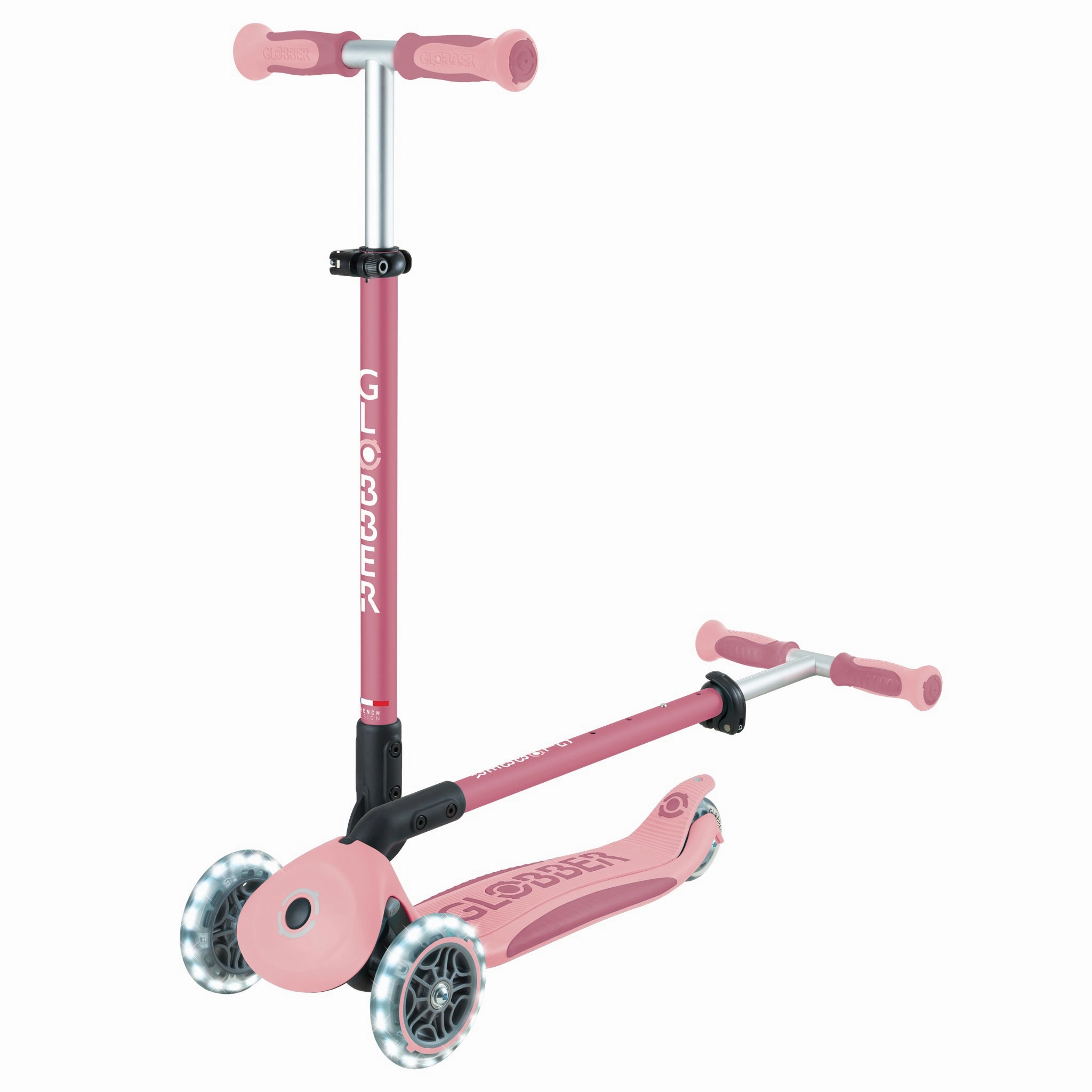 Globber Go Up Deluxe Lights 360  - Pastel Pink / Deep Pastel Pink (15M - 9Y )