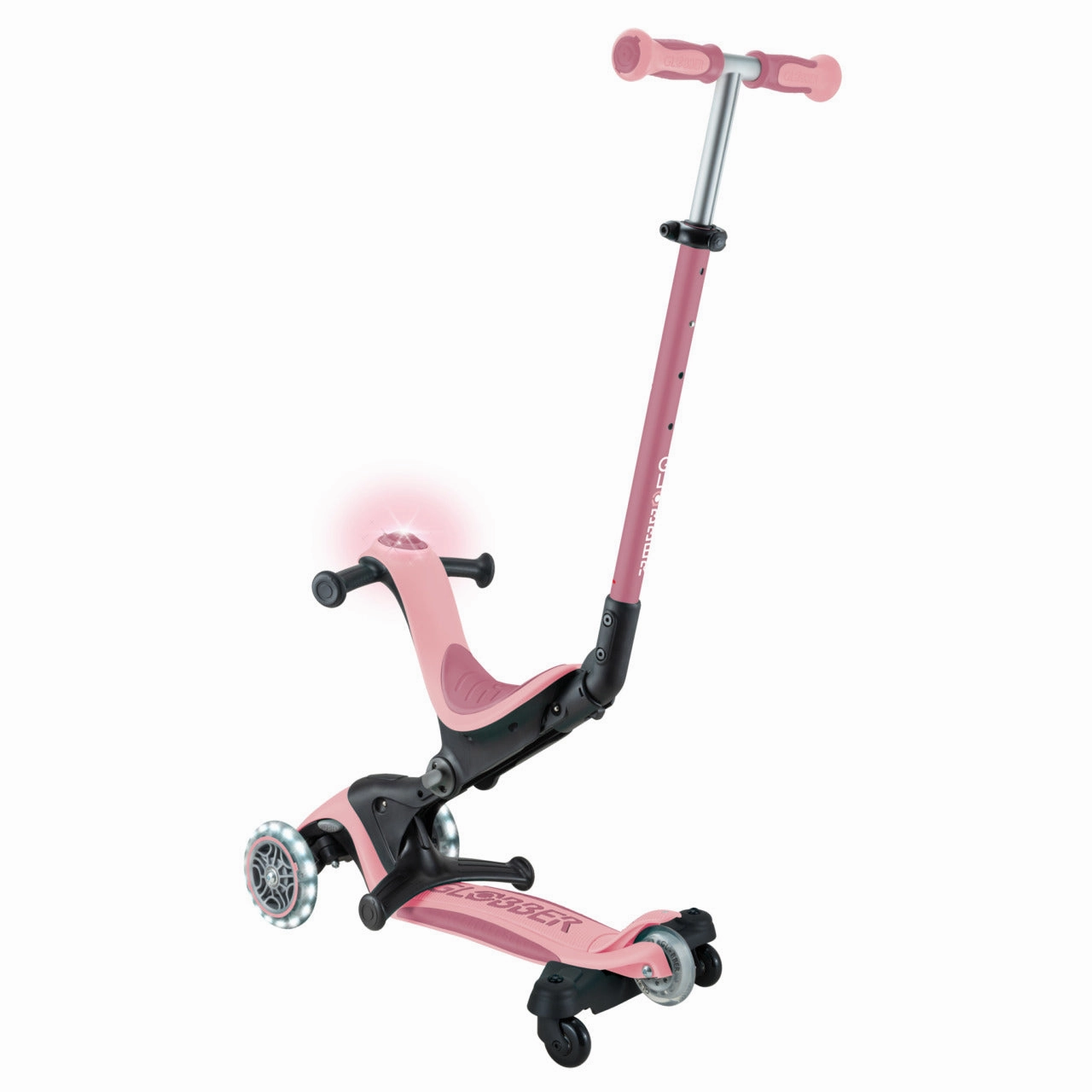 Globber Go Up Deluxe Lights 360  - Pastel Pink / Deep Pastel Pink (15M - 9Y )