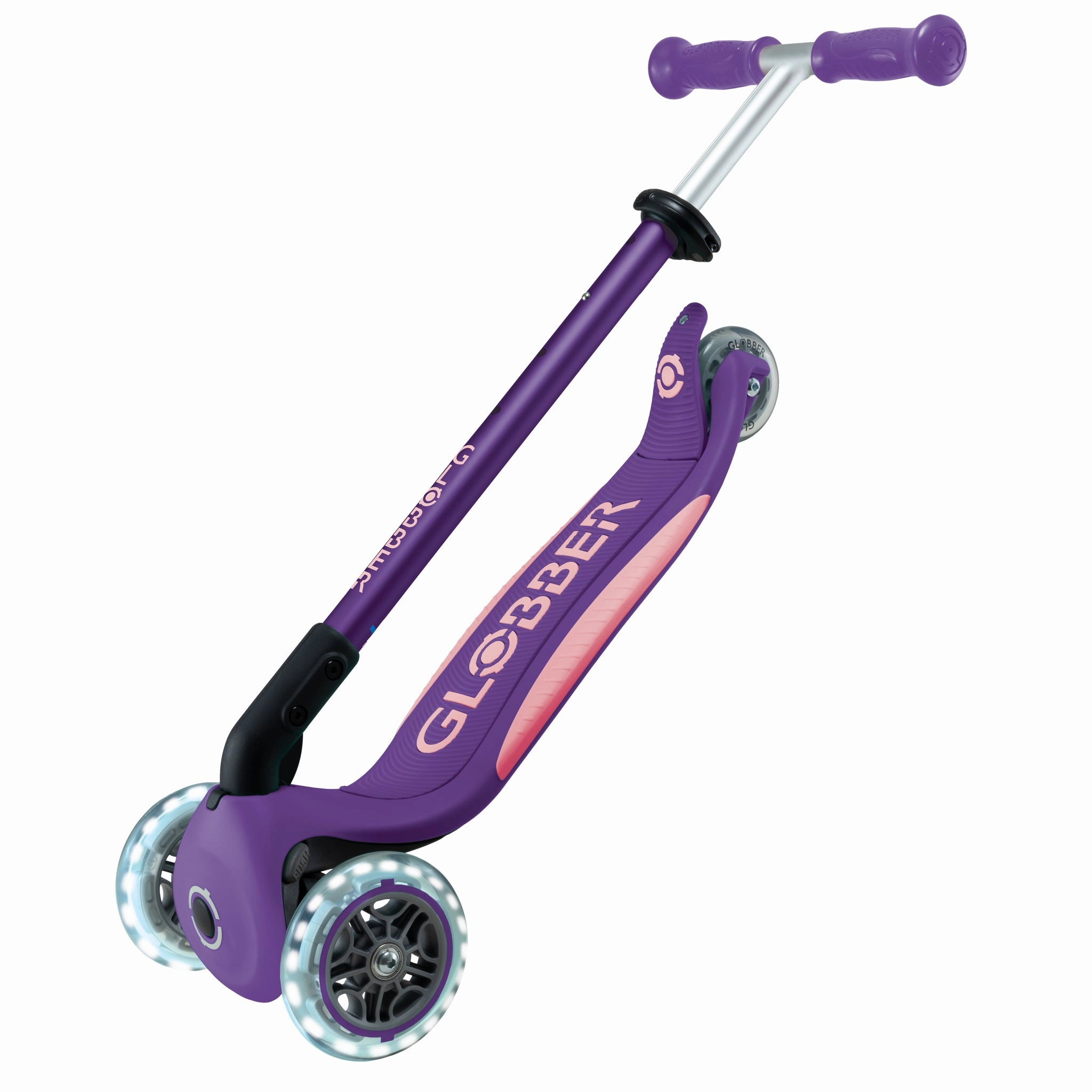 Globber Primo Foldable Plus Lights V2  - Purple / Pastel Pink (3 - 9Y )