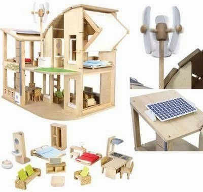 Green Dollhouse With Furniture - Plan Toys
