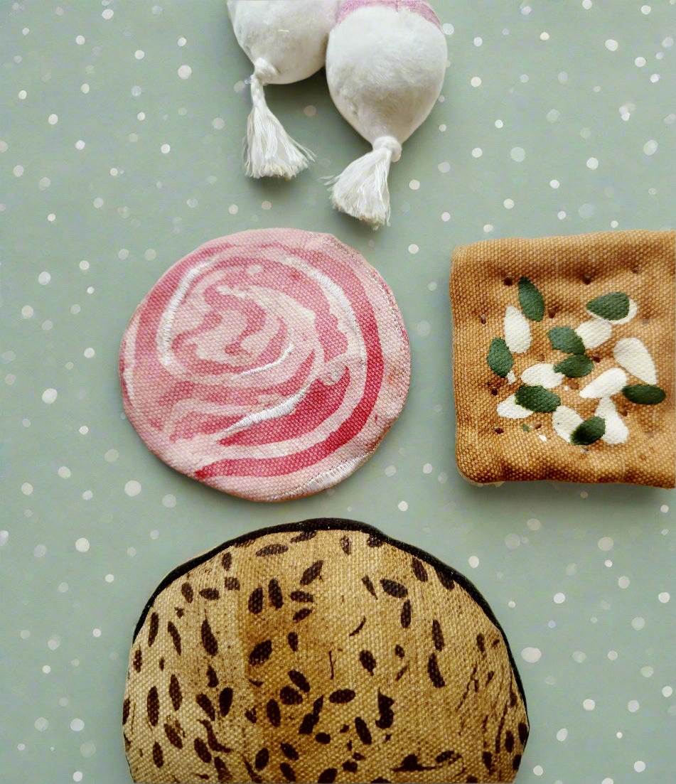 Handmade Soft Deli Play Food Set  Cotton Canvas & Velvet Pretend Food for Kids