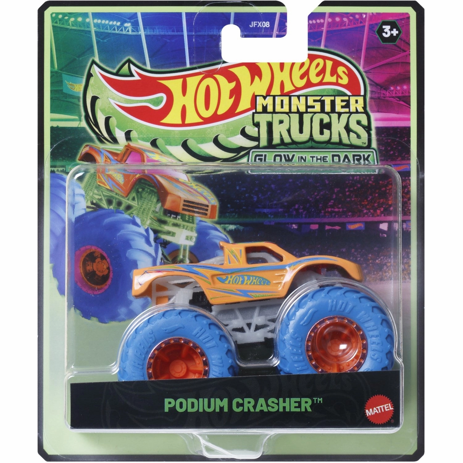 Hot Wheels Monster Trucks 1:64 Glow-In-The-Dark Podium Crasher