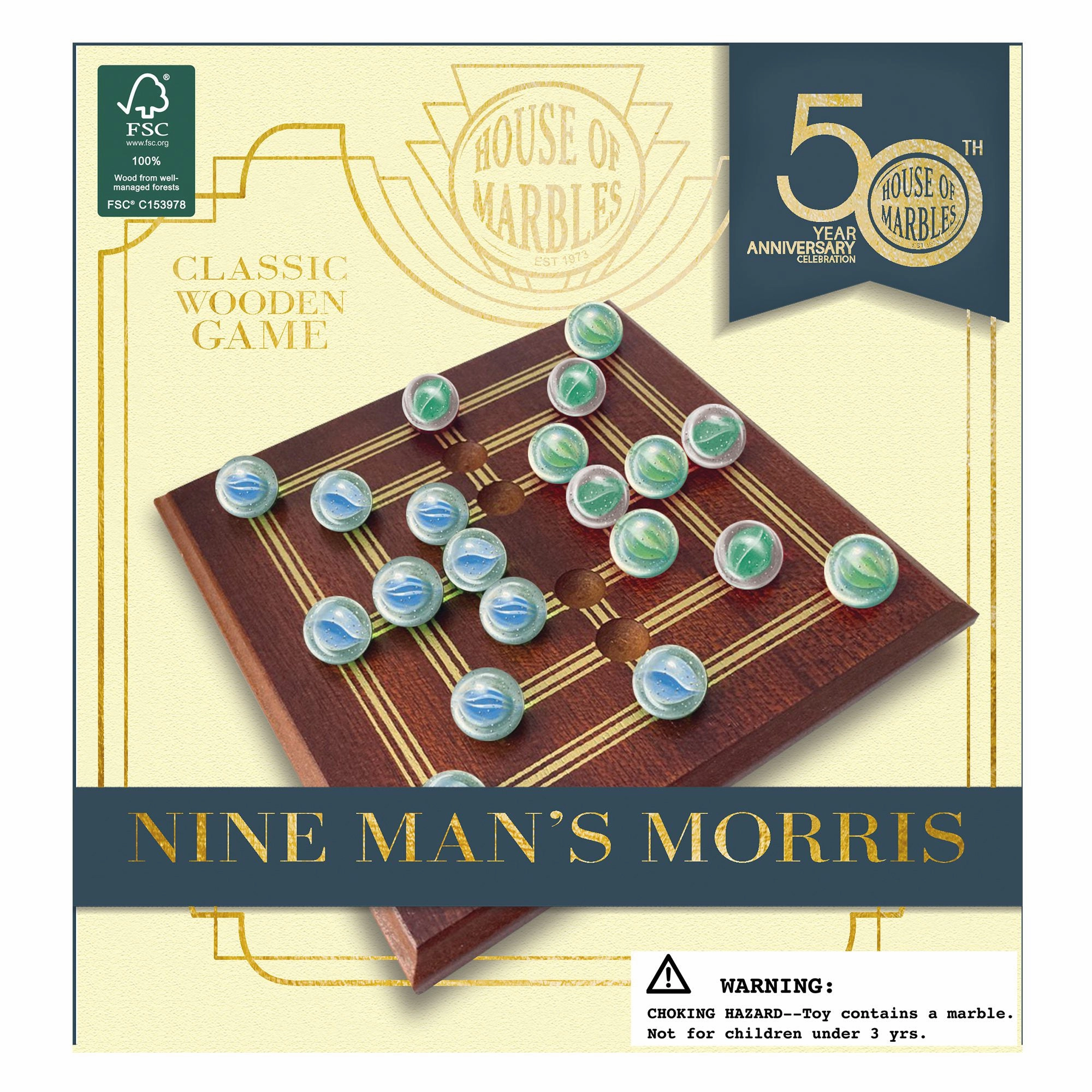 House of Marbles Mini Board Game - Nine Mans Morris