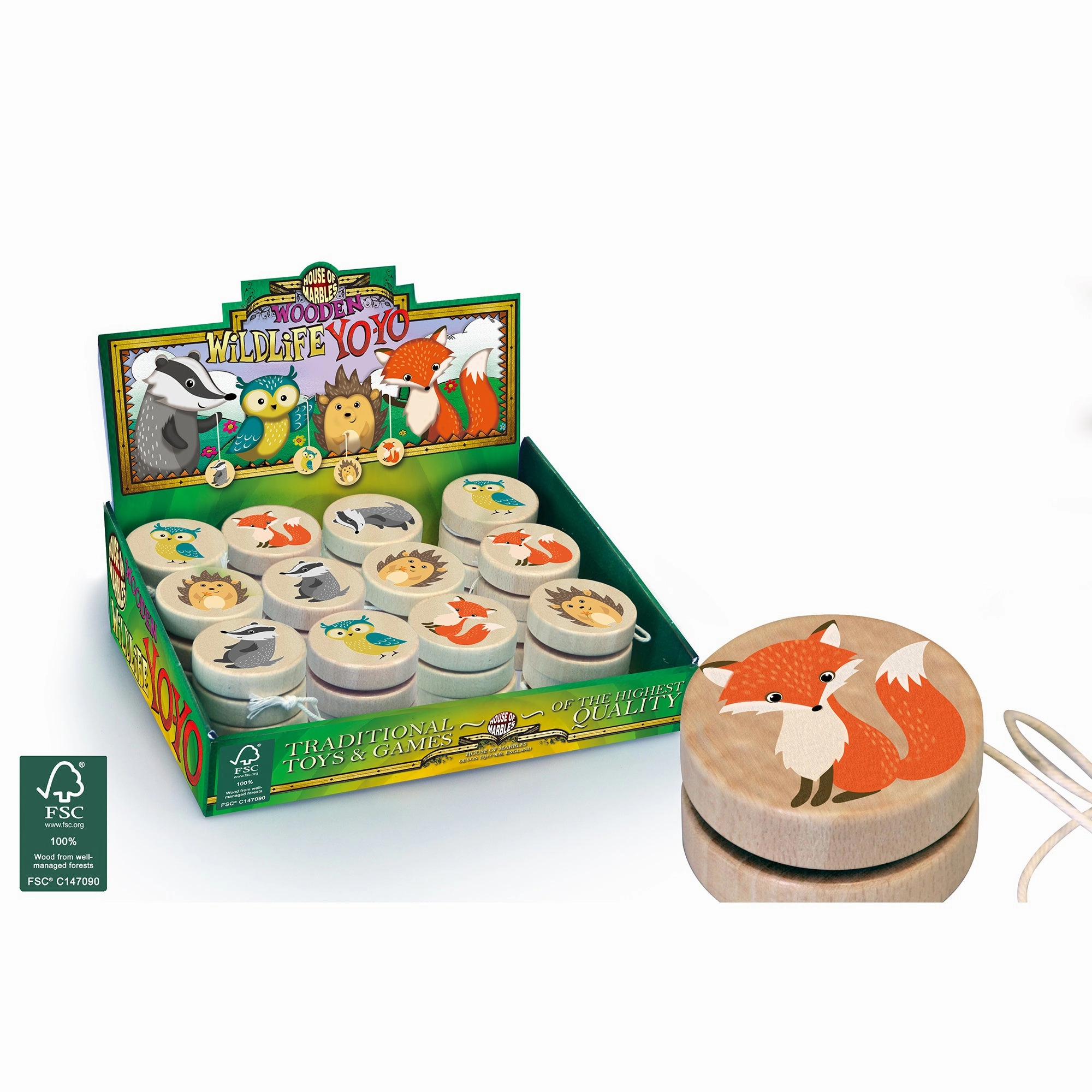 House of Marbles Wooden Wildlife Yo Yos