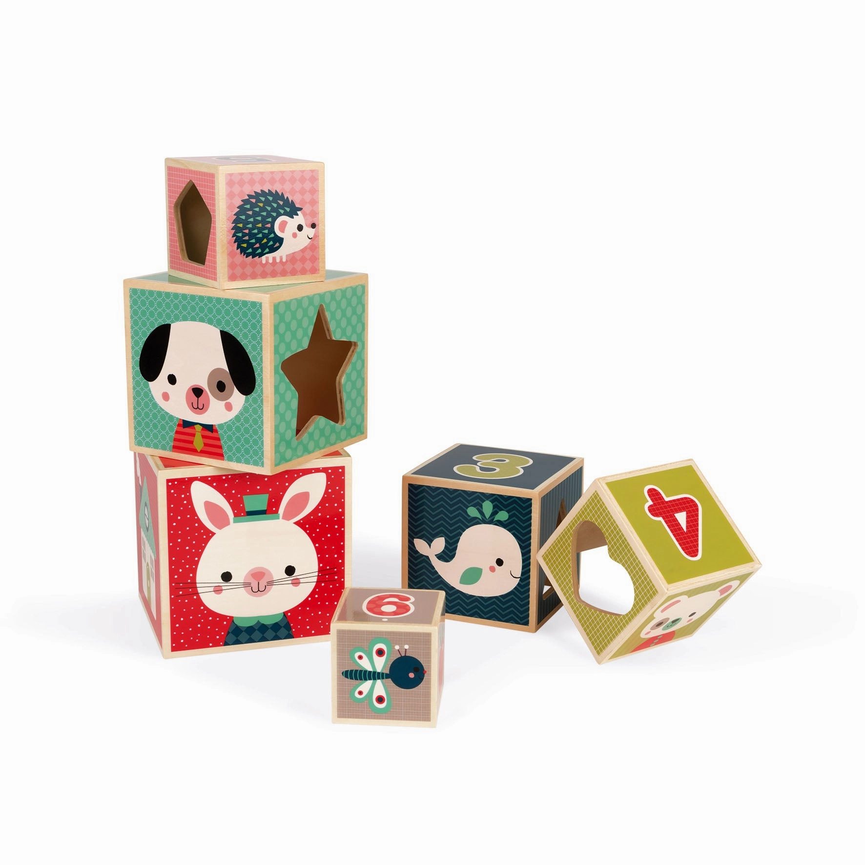 Janod 6 Block Pyramid Baby Forest