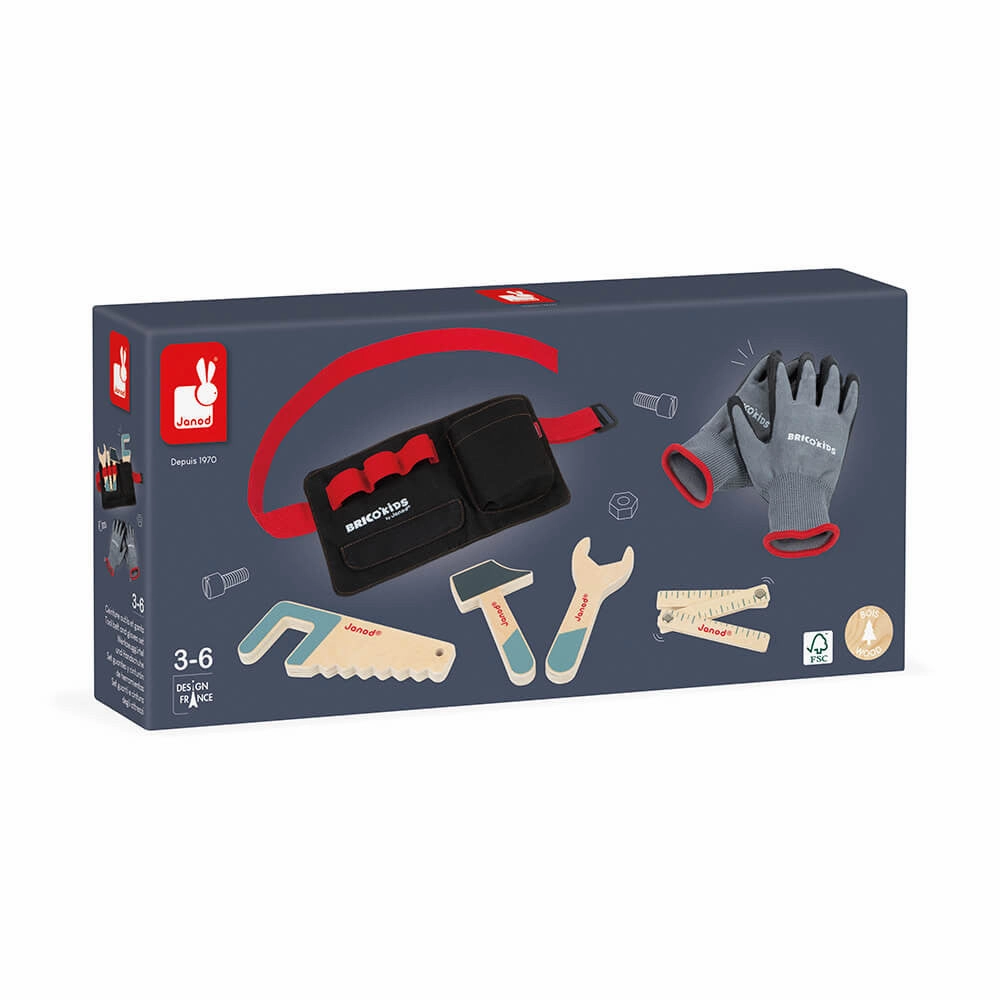 Janod Bricokids Tool Belt and Gloves Set