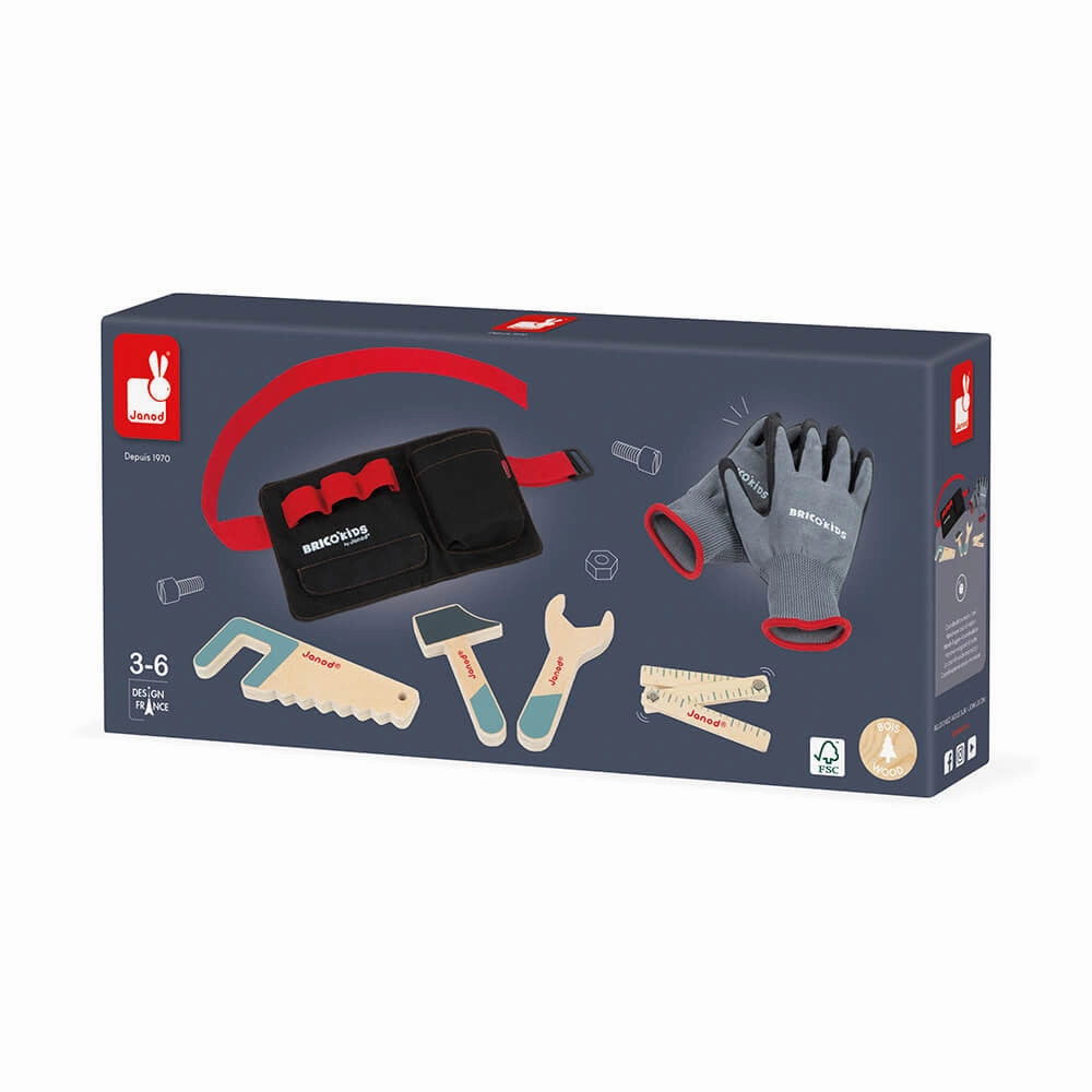 Janod Bricokids Tool Belt and Gloves Set