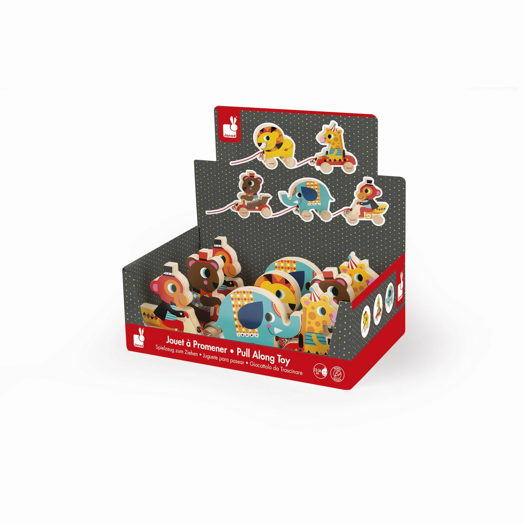 Janod Circus Pull Along Toy Bear