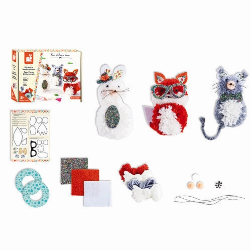 Janod Pom Poms 3 Little Animals