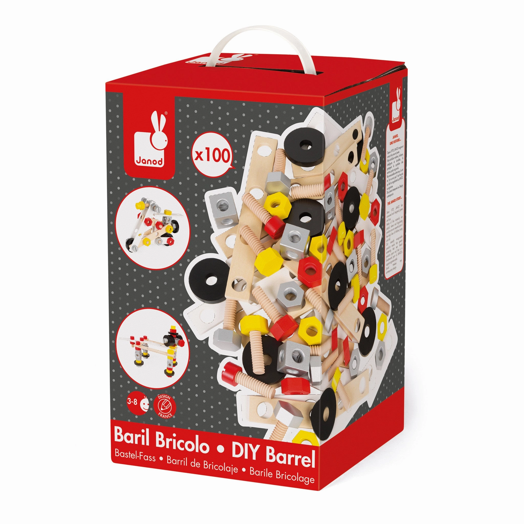 Janod Redmaster Bricolo DIY Barrel 100 pcs