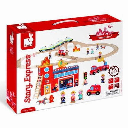 Janod Story Box Express Firefighters Train Set