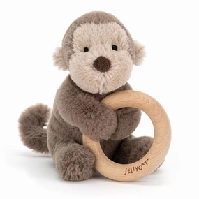 Jellycat Shooshu Monkey Wooden Ring Toy