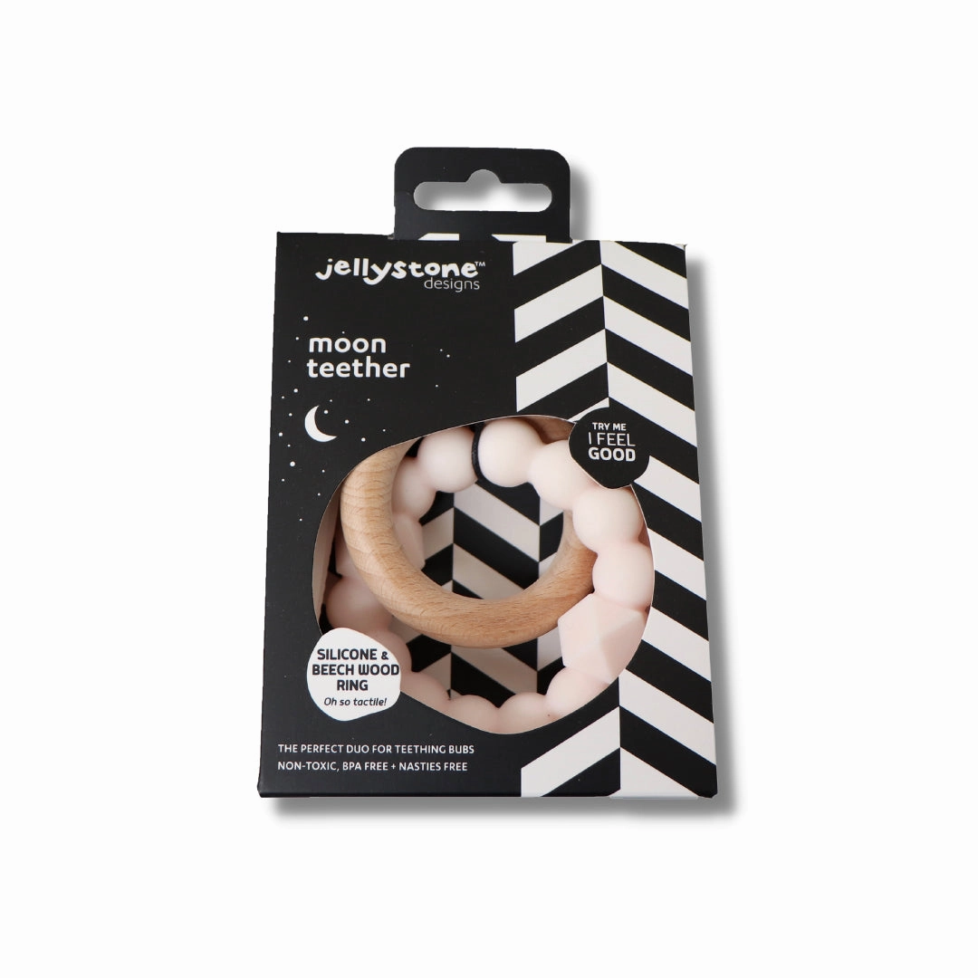 Jellystone Designs Moon Baby Teether - Blush