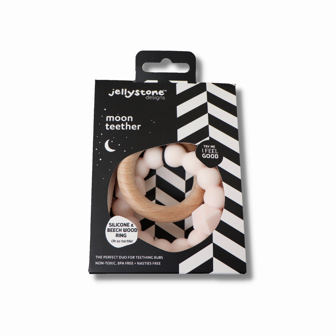 Jellystone Designs Moon Baby Teether - Mauve
