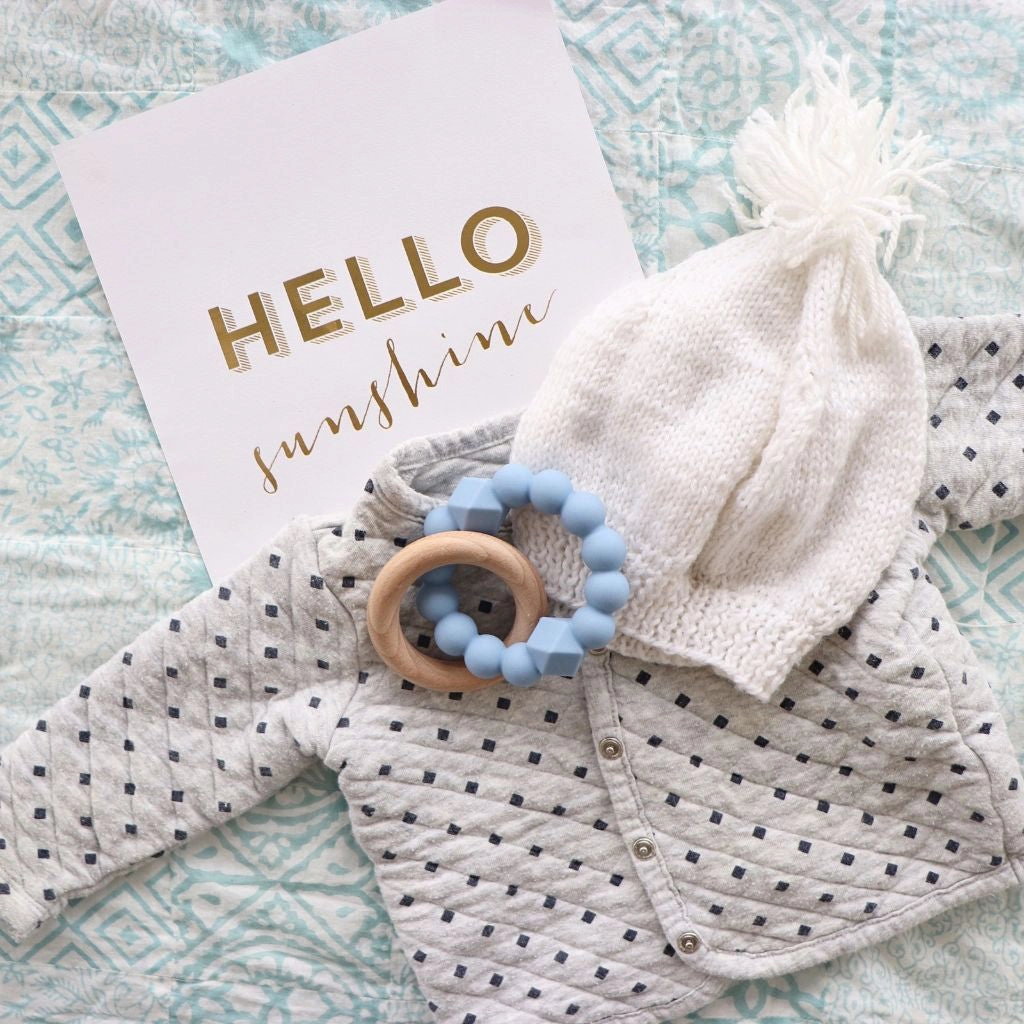 Jellystone Designs Moon Baby Teether - Soft Blue