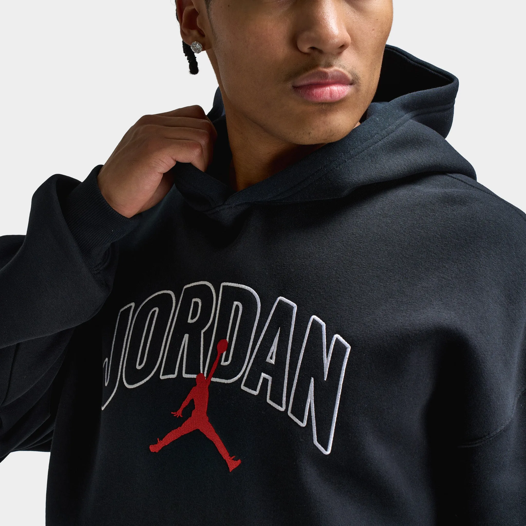 Jordan Jordan Brooklyn Oversized Graphic Pullover Hoodie Black / Gym Red