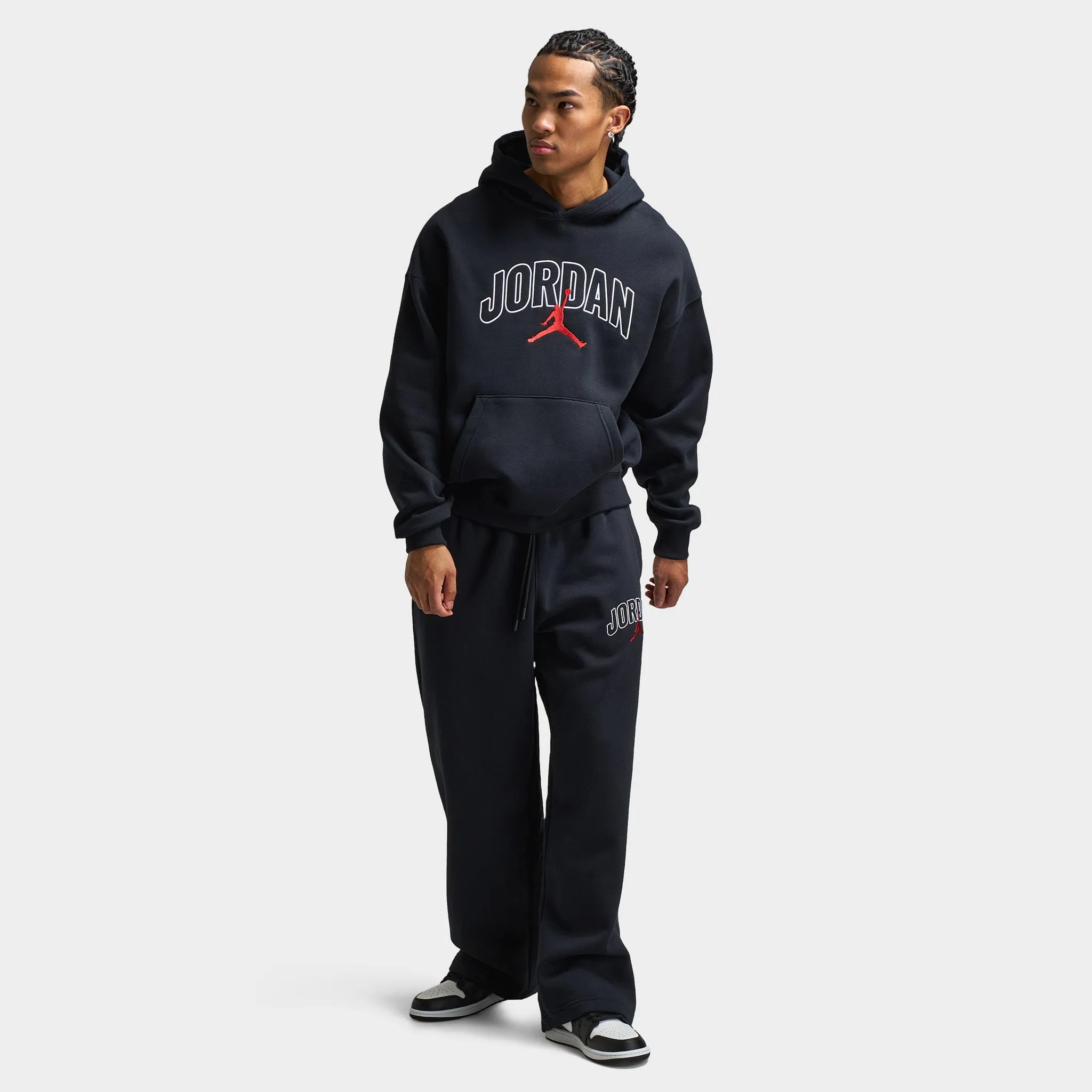 Jordan Jordan Brooklyn Oversized Graphic Pullover Hoodie Black / Gym Red