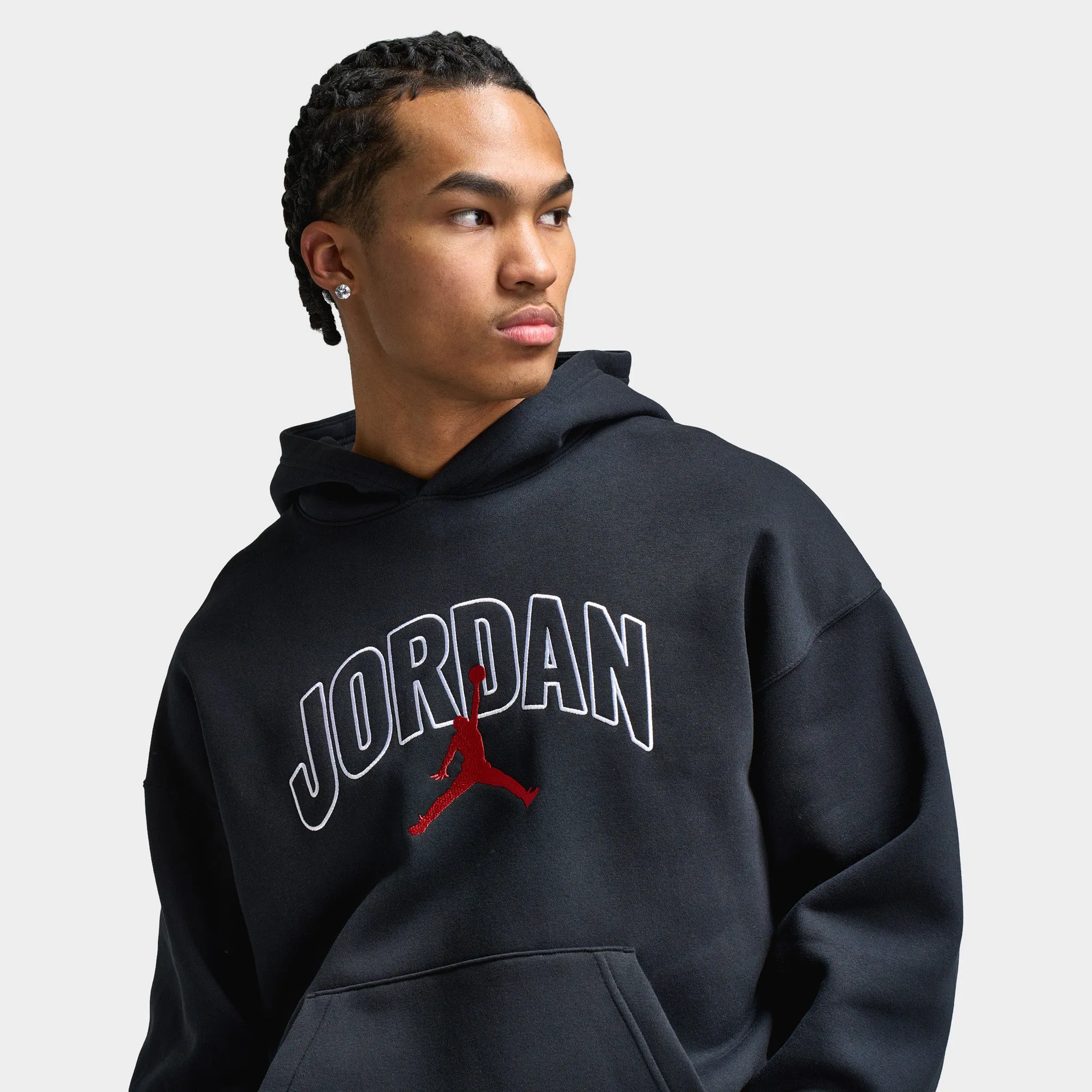 Jordan Jordan Brooklyn Oversized Graphic Pullover Hoodie Black / Gym Red