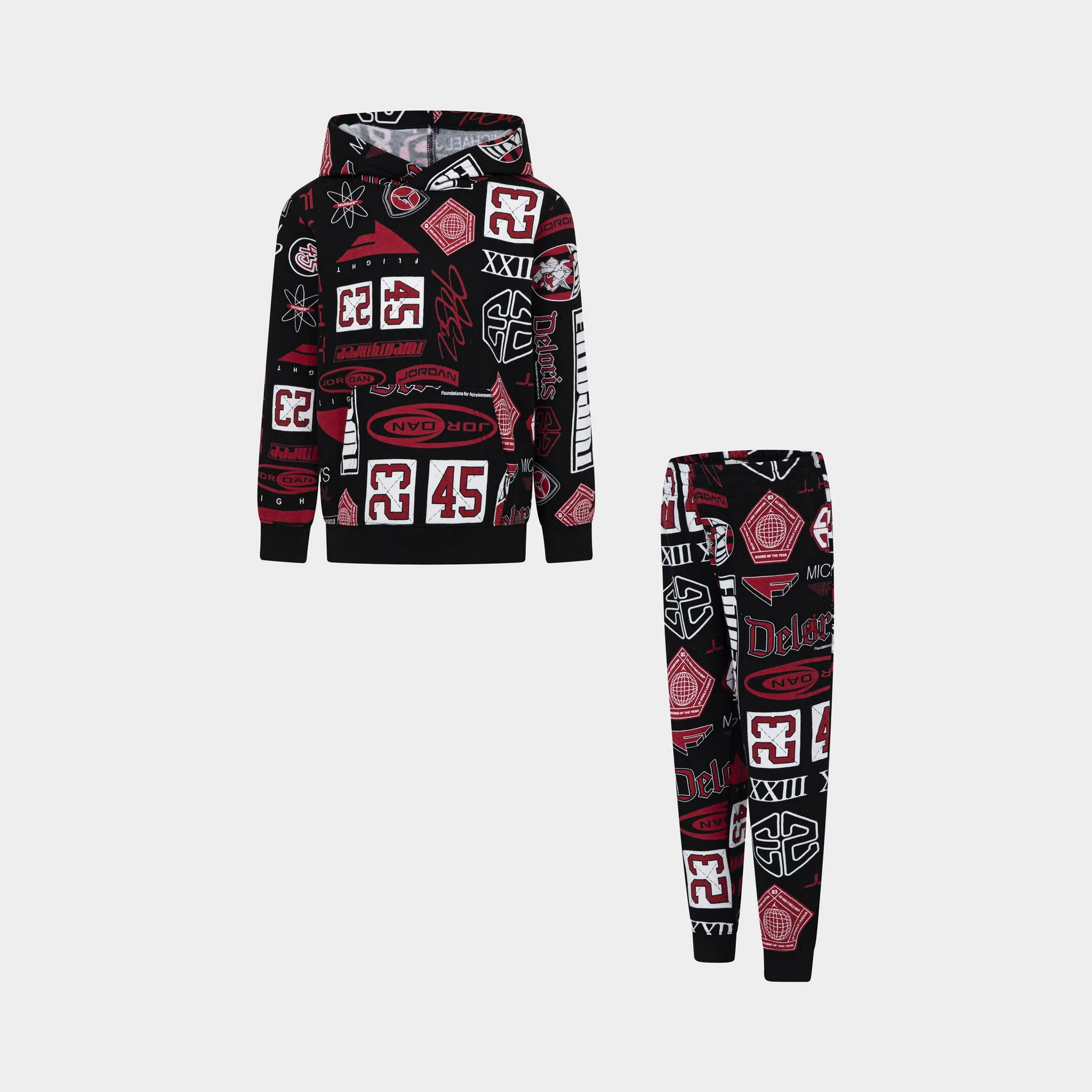 Jordan Jordan Child Boys' All-Over-Print Brooklyn Fleece Pullover Hoodie Set / Black