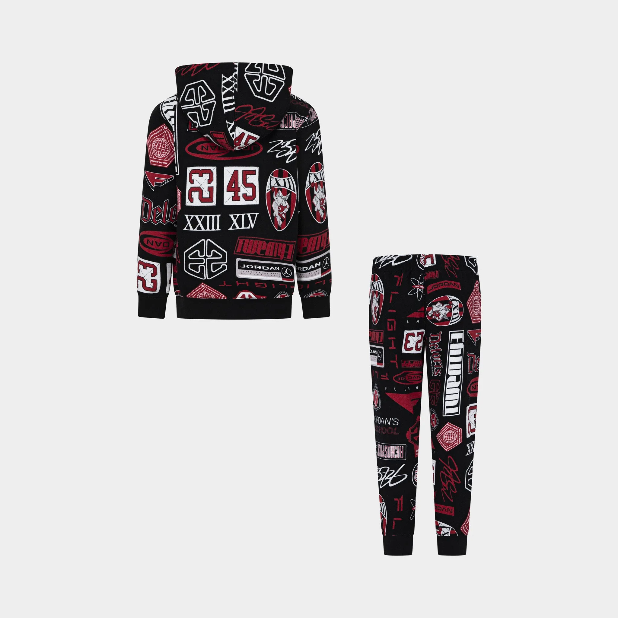 Jordan Jordan Child Boys' All-Over-Print Brooklyn Fleece Pullover Hoodie Set / Black