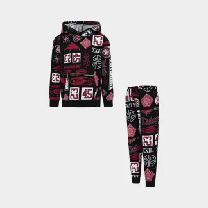 Jordan Jordan Child Boys' All-Over-Print Brooklyn Fleece Pullover Hoodie Set / Black