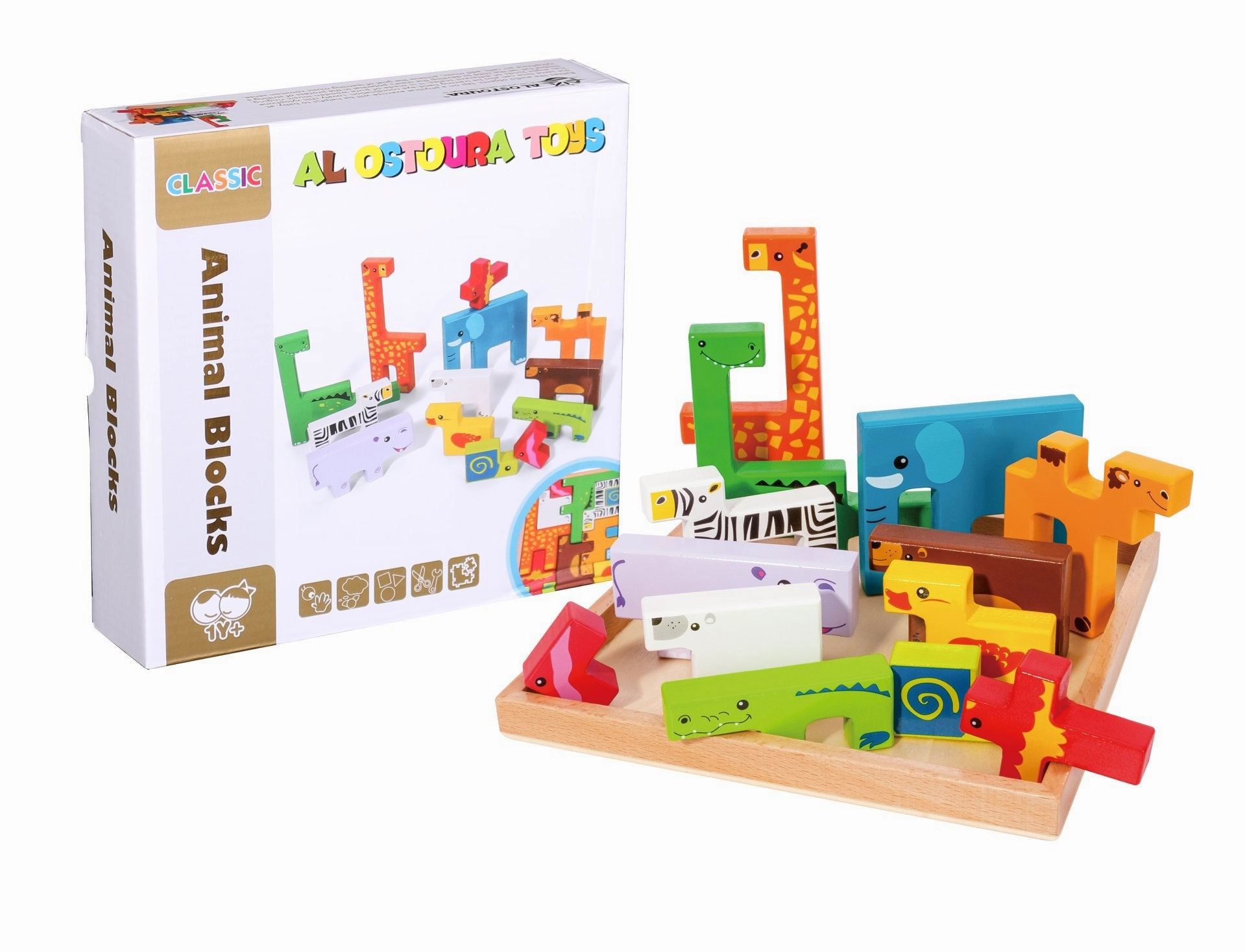Kids wooden animal blocks