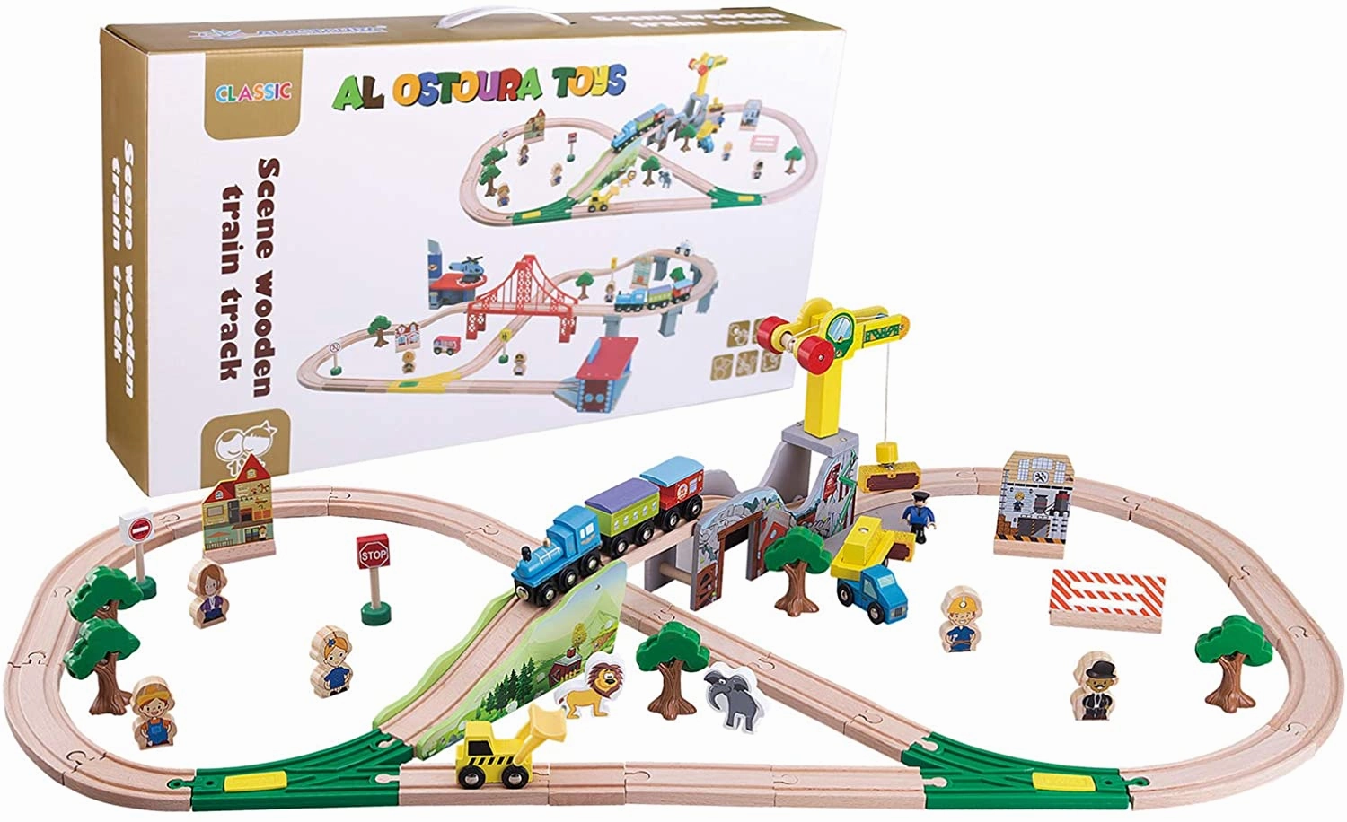 kids wooden scence train track