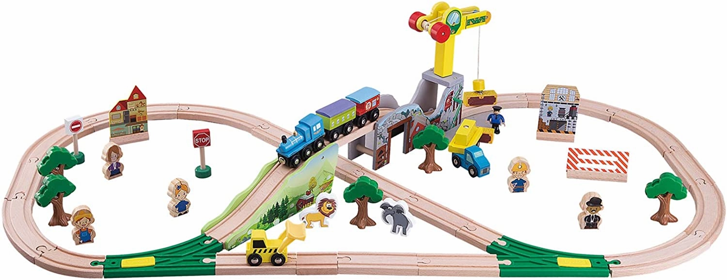 kids wooden scence train track