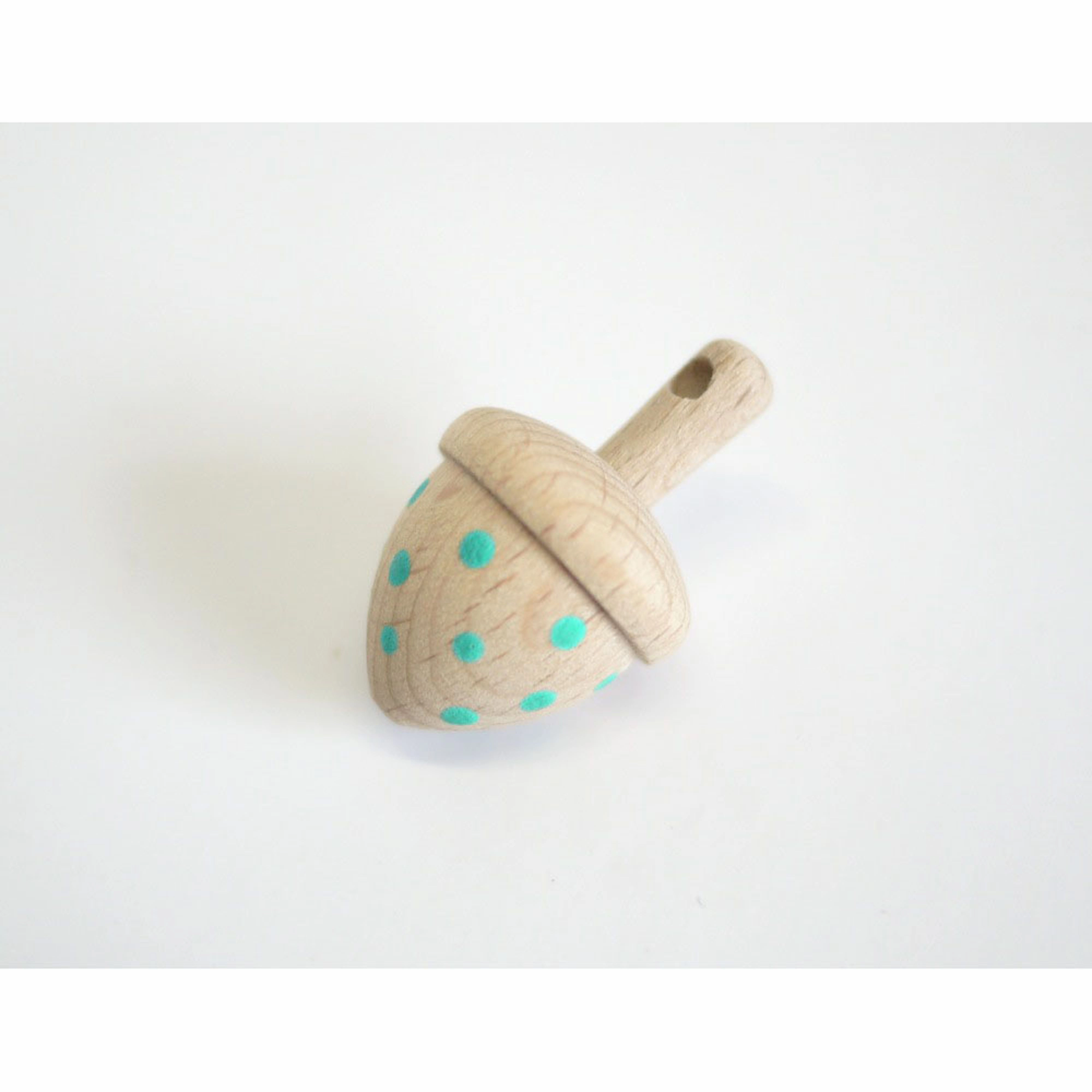 kiko  & gg* Dongri Acorn Mini Spinning Tops Silver Stripes/Green Dots