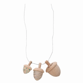 kiko  & gg* Dongri Acorn Mini Spinning Tops Silver Stripes/Green Dots