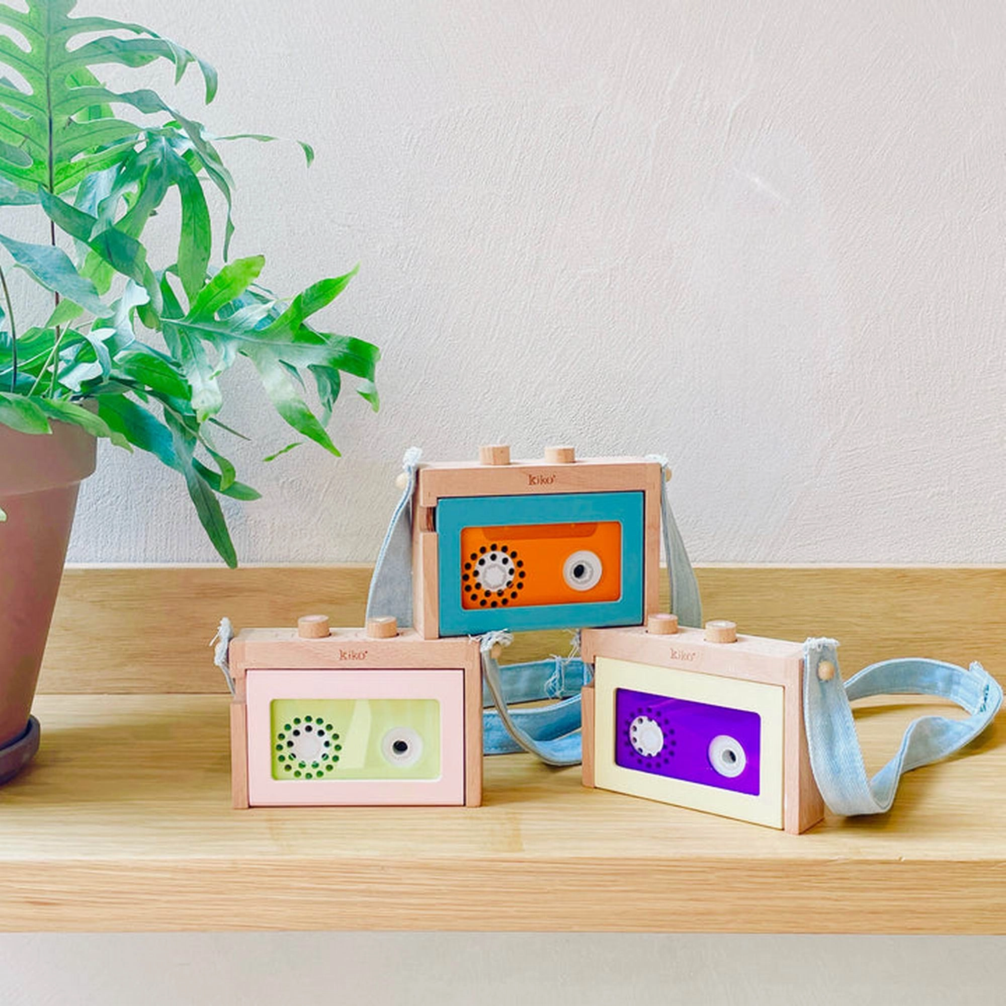 kiko  & gg* Kiko  Mini Tape Recorder Yellow Wooden Toy