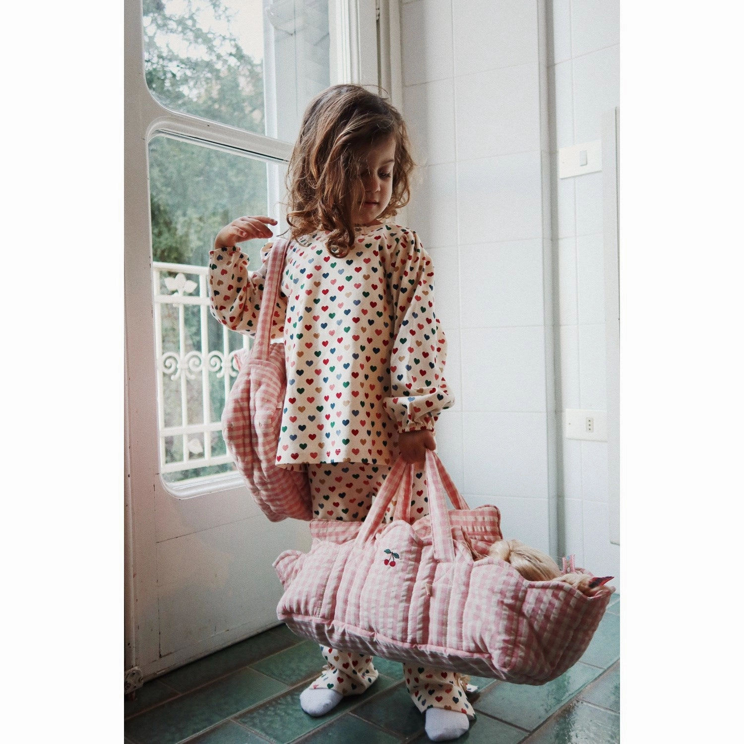 Konges Sl?jd Powder Pink Check Doll Lift
