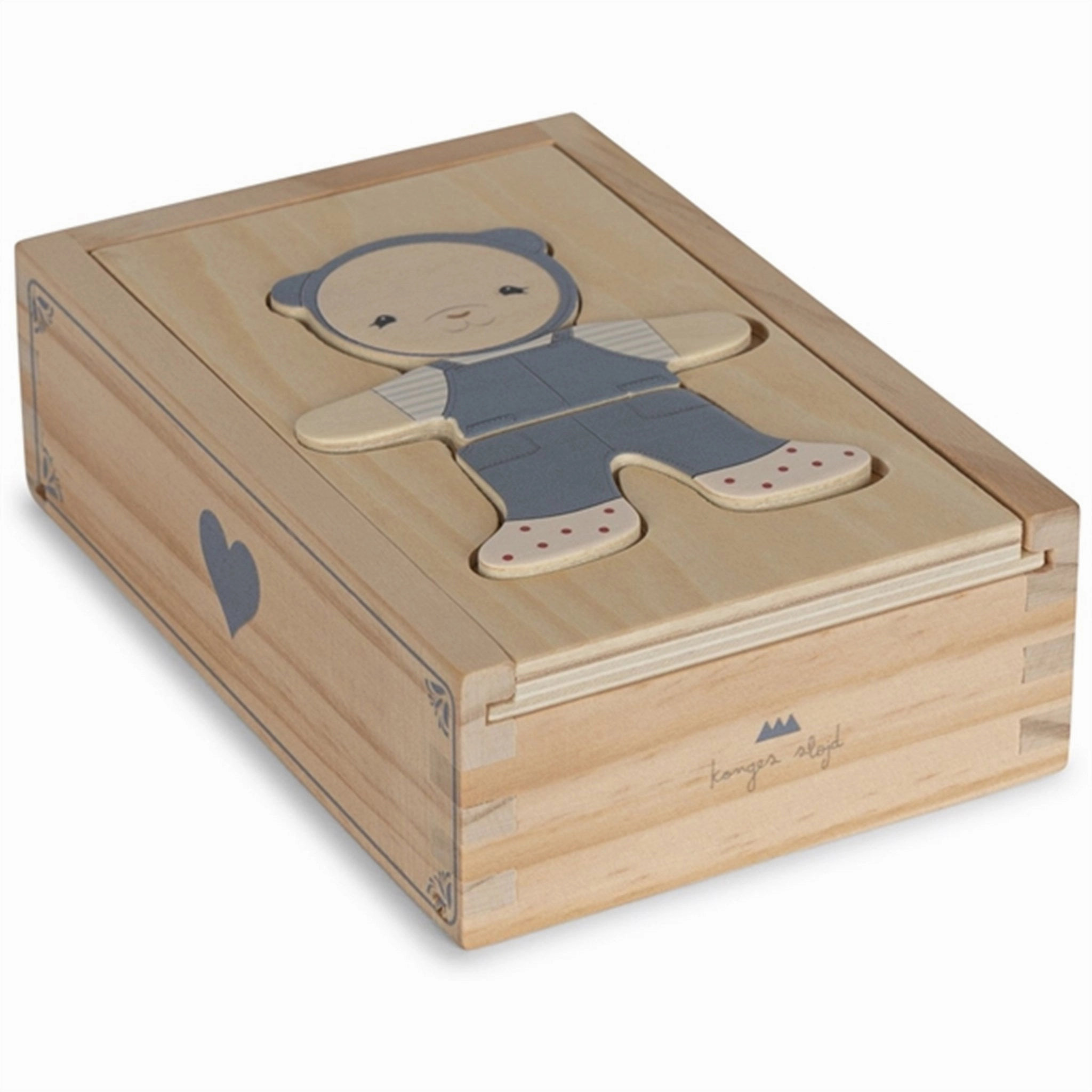Konges Sljd Wooden Teddy Dress-Up Puzzle Blue