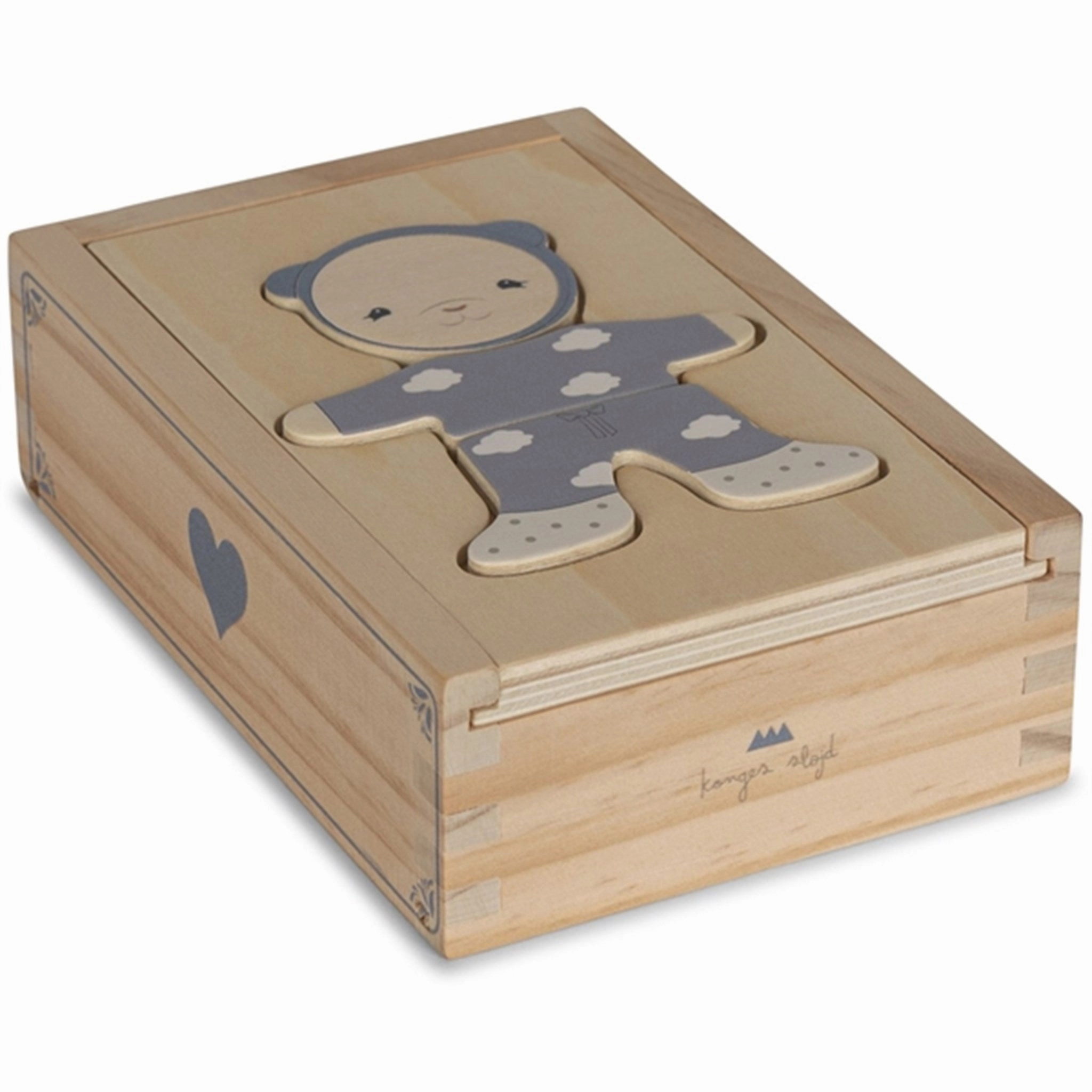 Konges Sljd Wooden Teddy Dress-Up Puzzle Blue