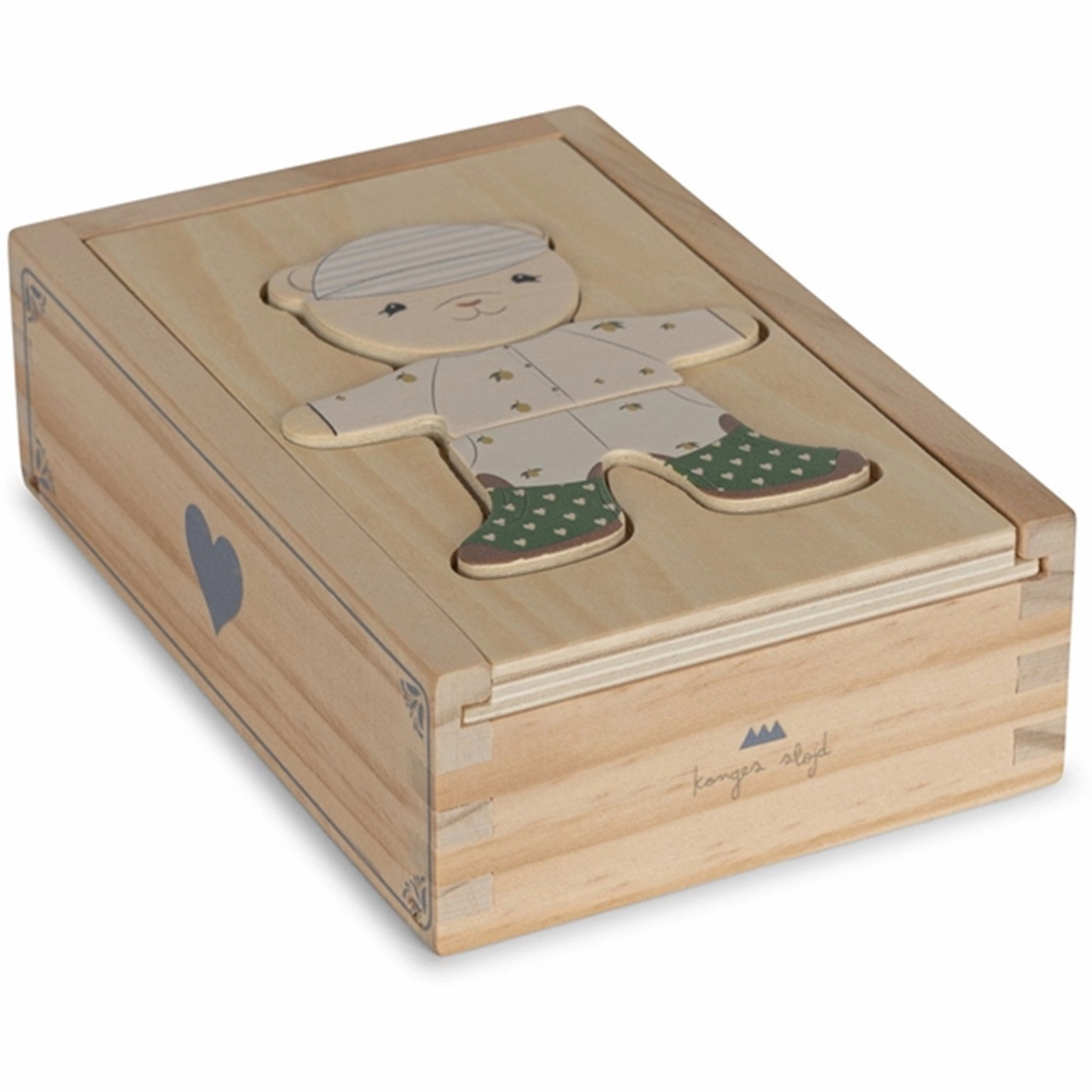 Konges Sljd Wooden Teddy Dress-Up Puzzle Blue
