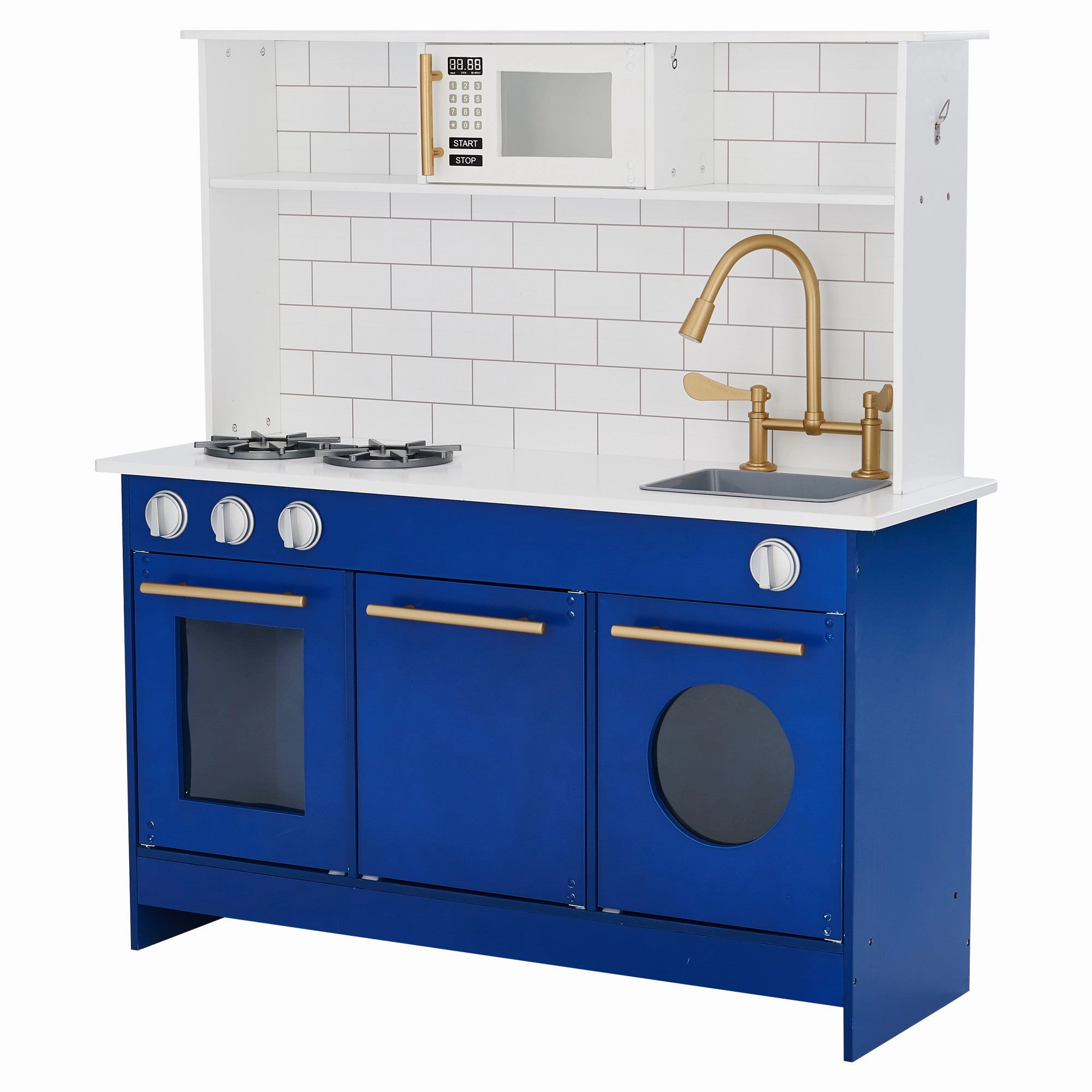 Little Chef Berlin Play Kitchen With Cookware Accessories, White/blue