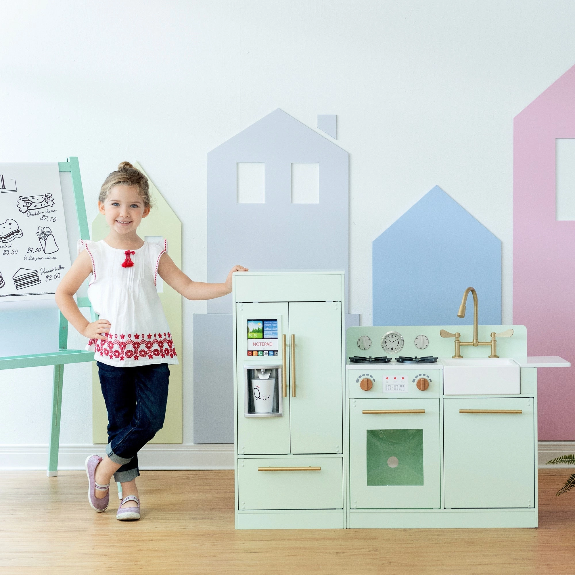 Little Chef Charlotte Modern Play Kitchen, Mint/gold