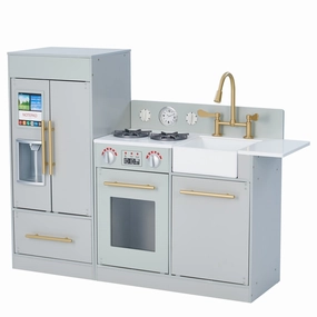 Little Chef Charlotte Modern Play Kitchen, Silver Gray/gold