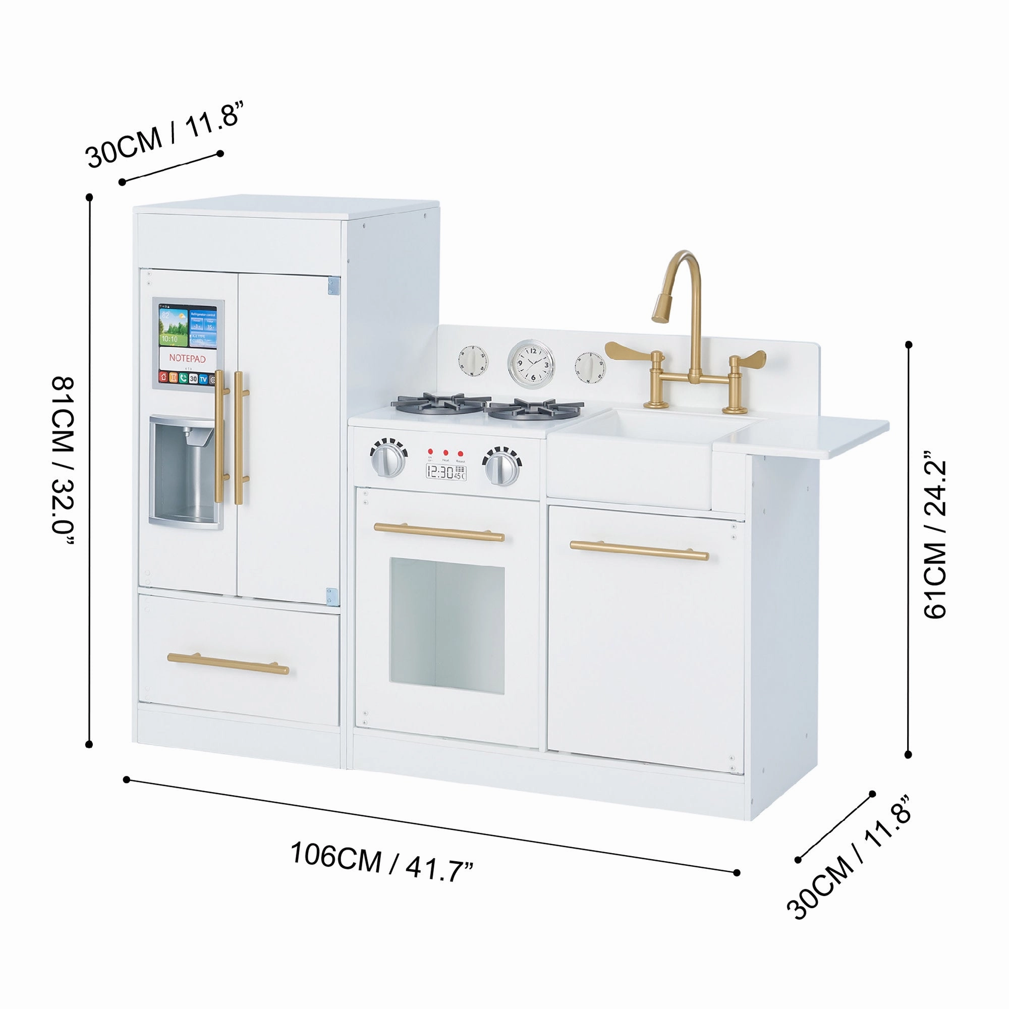 Little Chef Charlotte Modern Play Kitchen, White/gold
