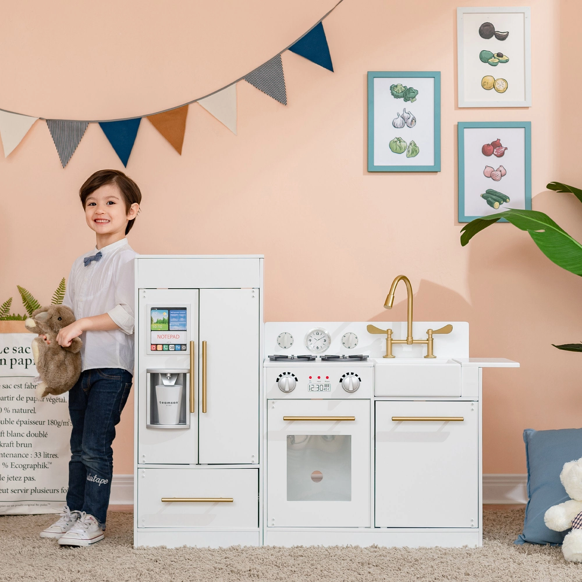 Little Chef Charlotte Modern Play Kitchen, White/gold